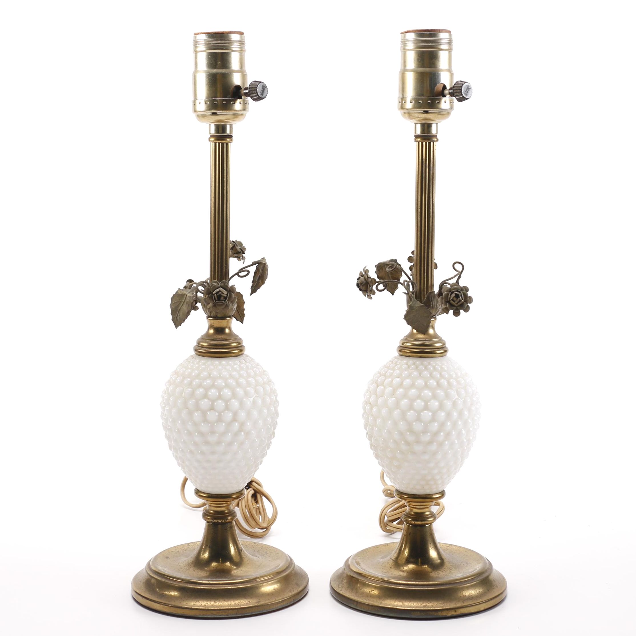 Vintage Metal and Milk Glass Table Lamps