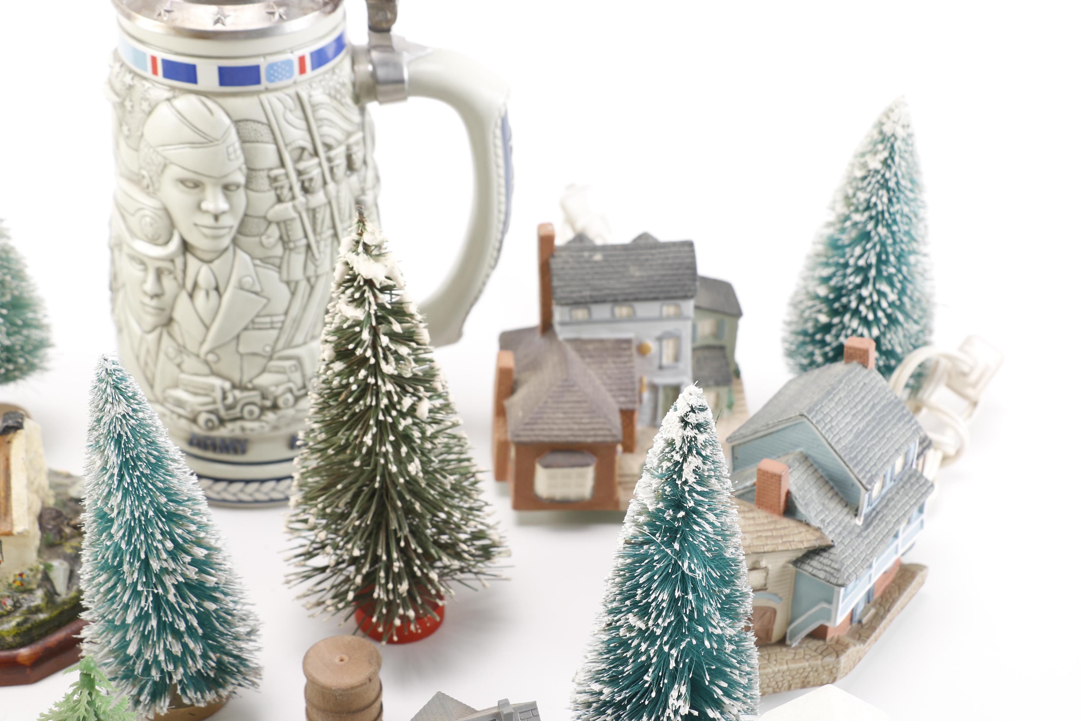 Decorative Village Accessories and Steins Featuring Avon
