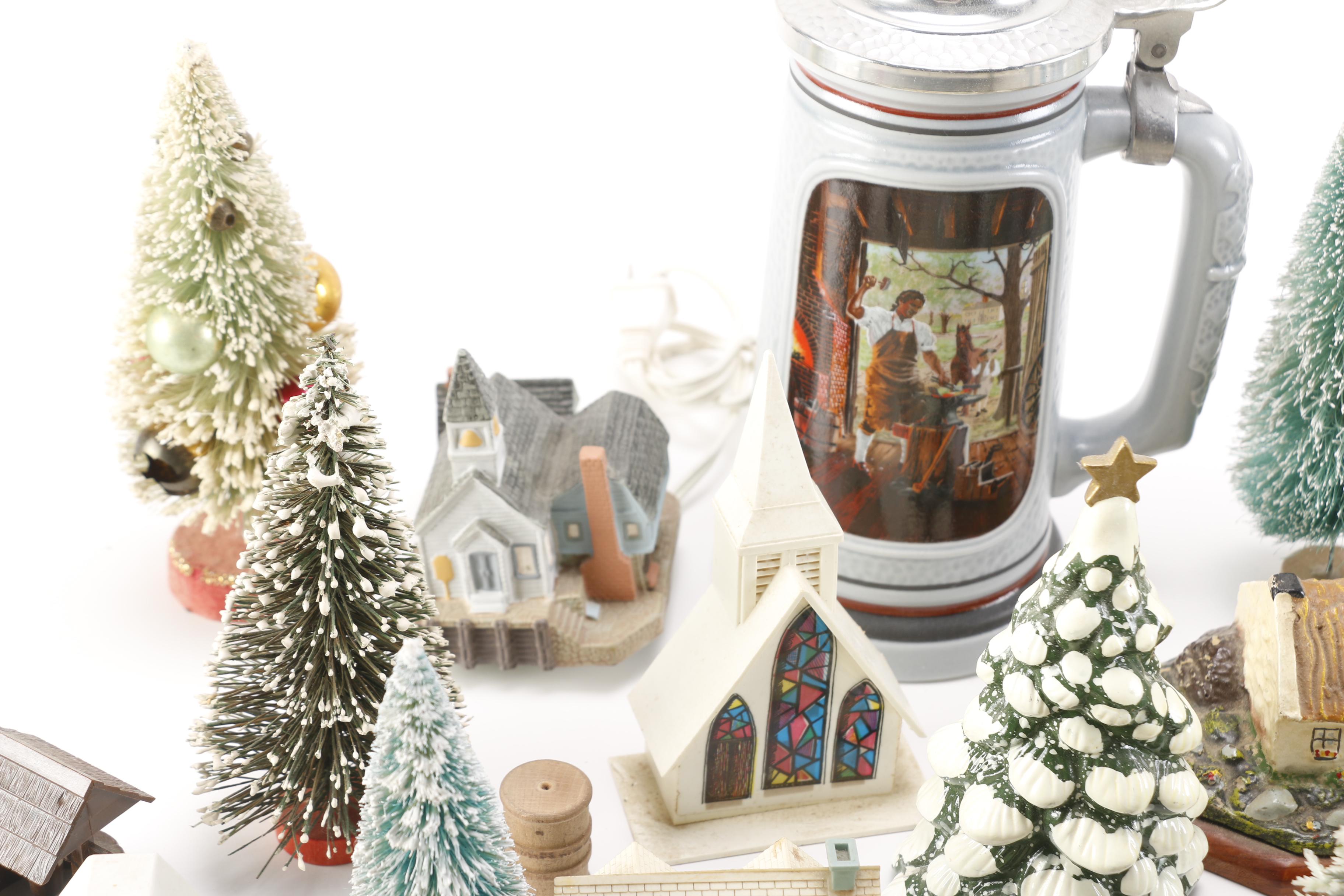 Decorative Village Accessories and Steins Featuring Avon