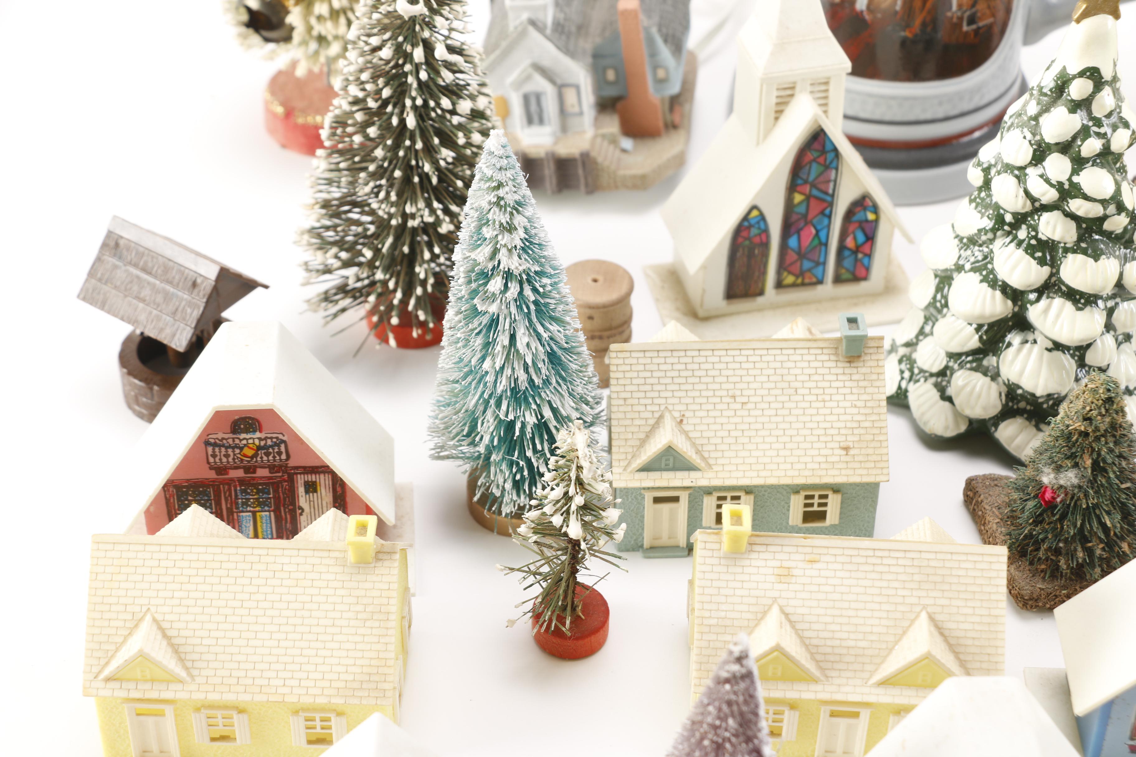 Decorative Village Accessories and Steins Featuring Avon