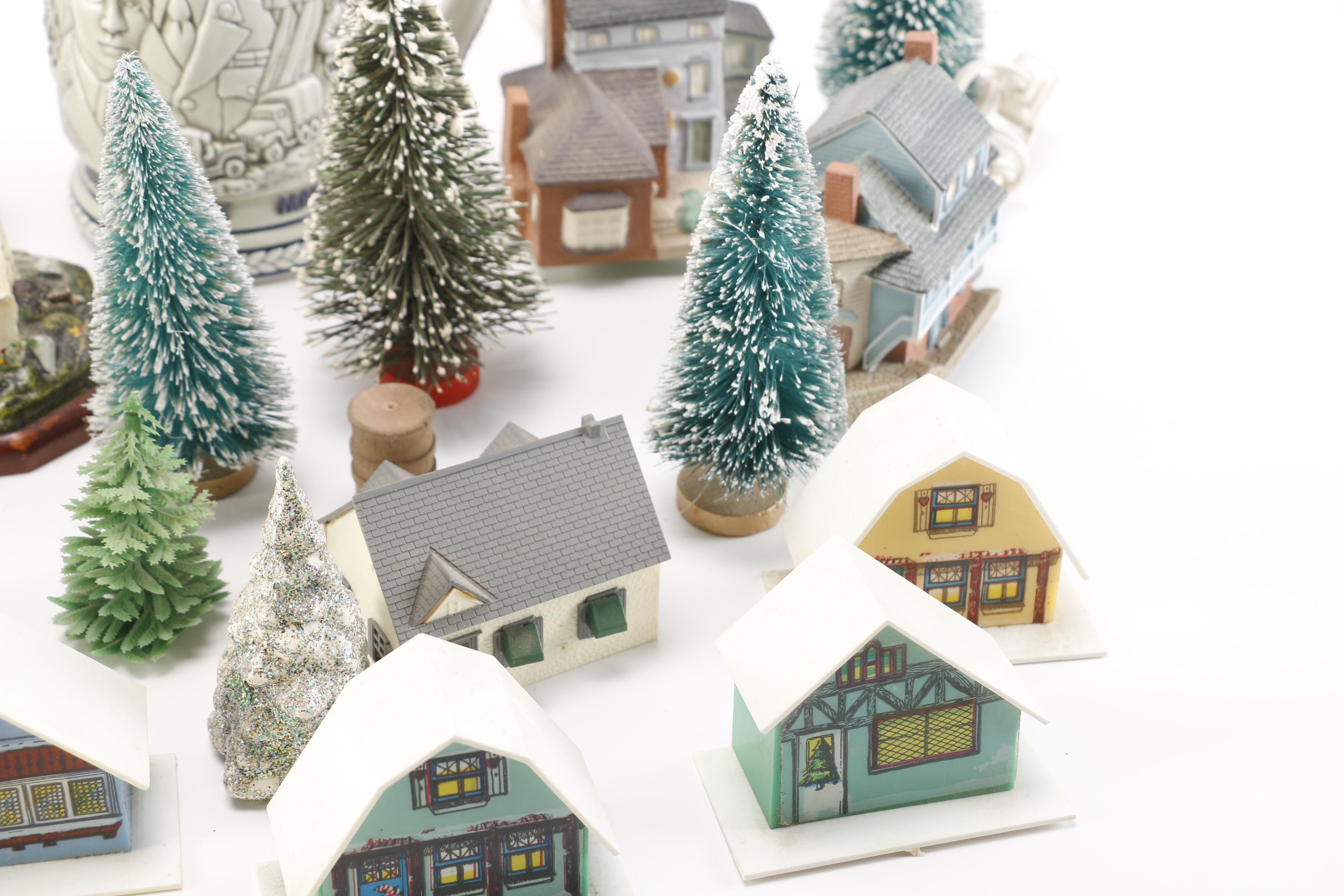 Decorative Village Accessories and Steins Featuring Avon