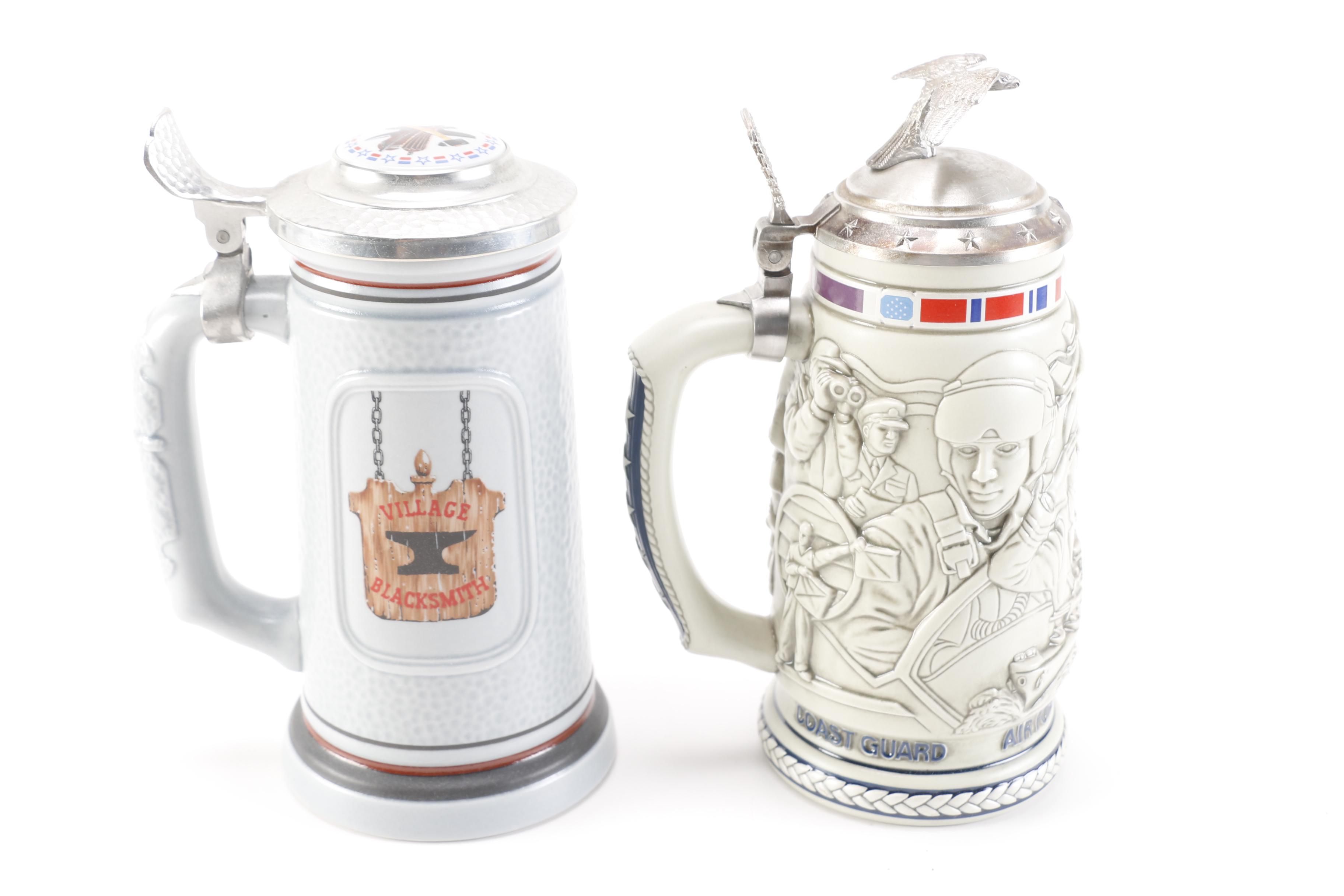 Decorative Village Accessories and Steins Featuring Avon