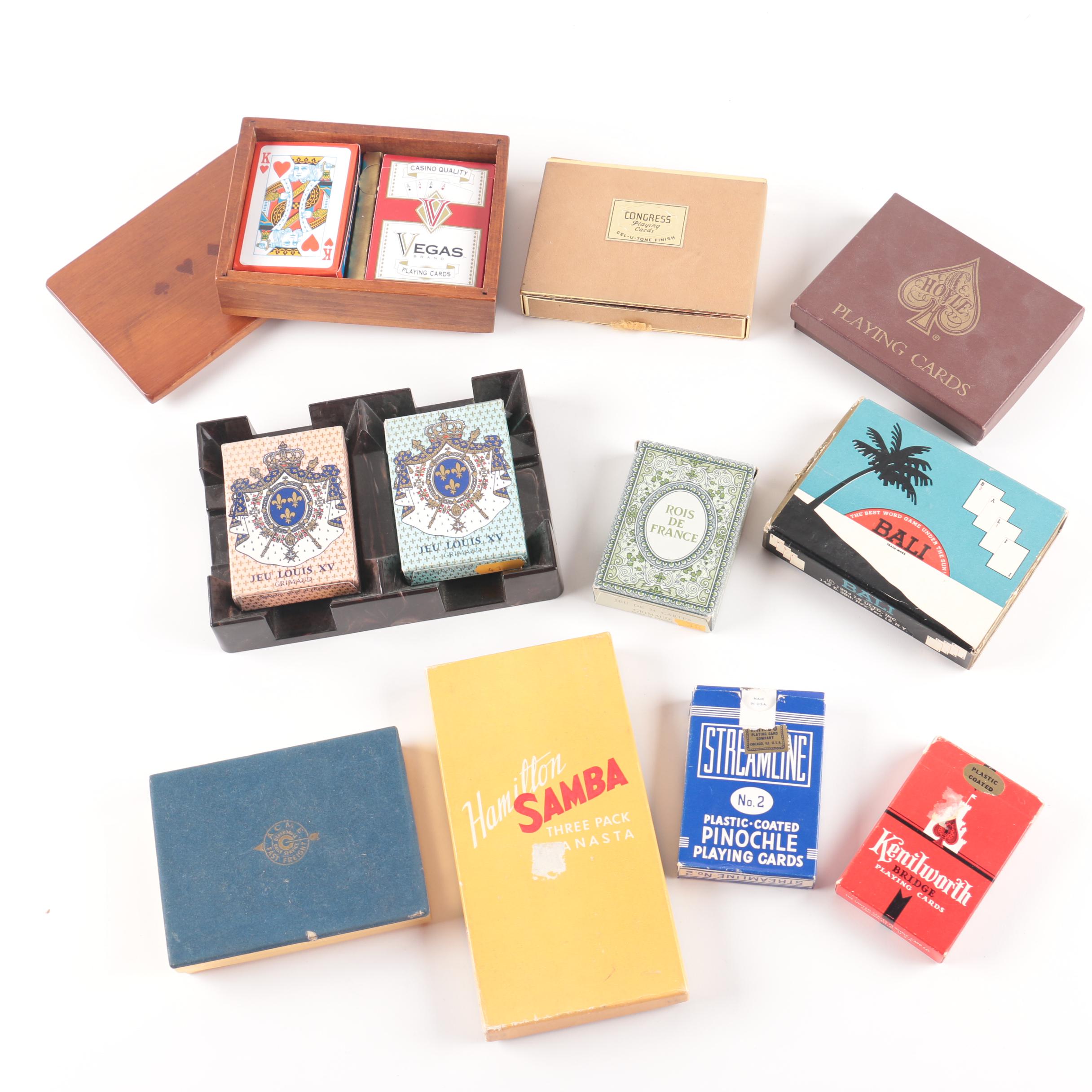Assorted Decks of Playing Cards with Matching Containers