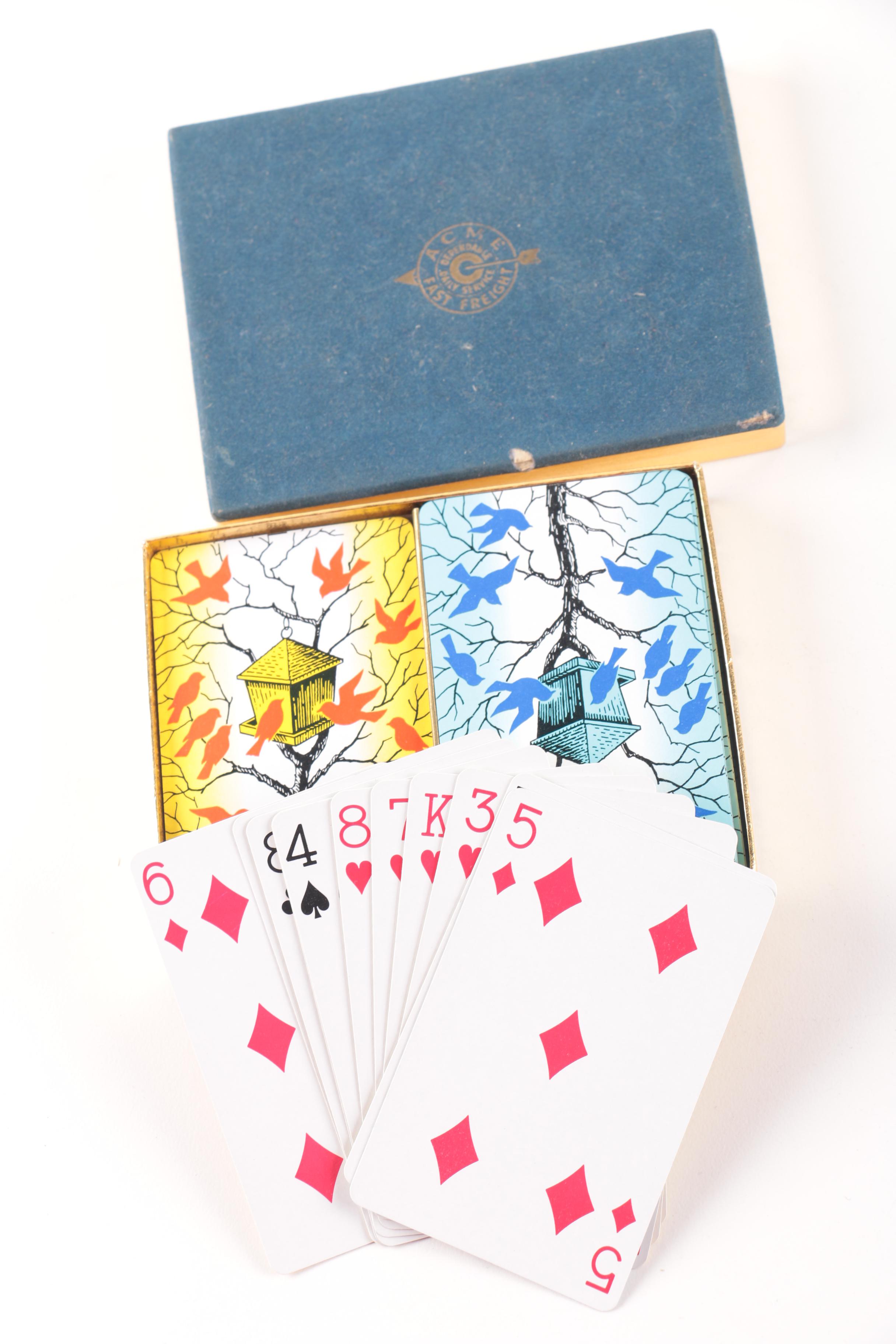 Assorted Decks of Playing Cards with Matching Containers