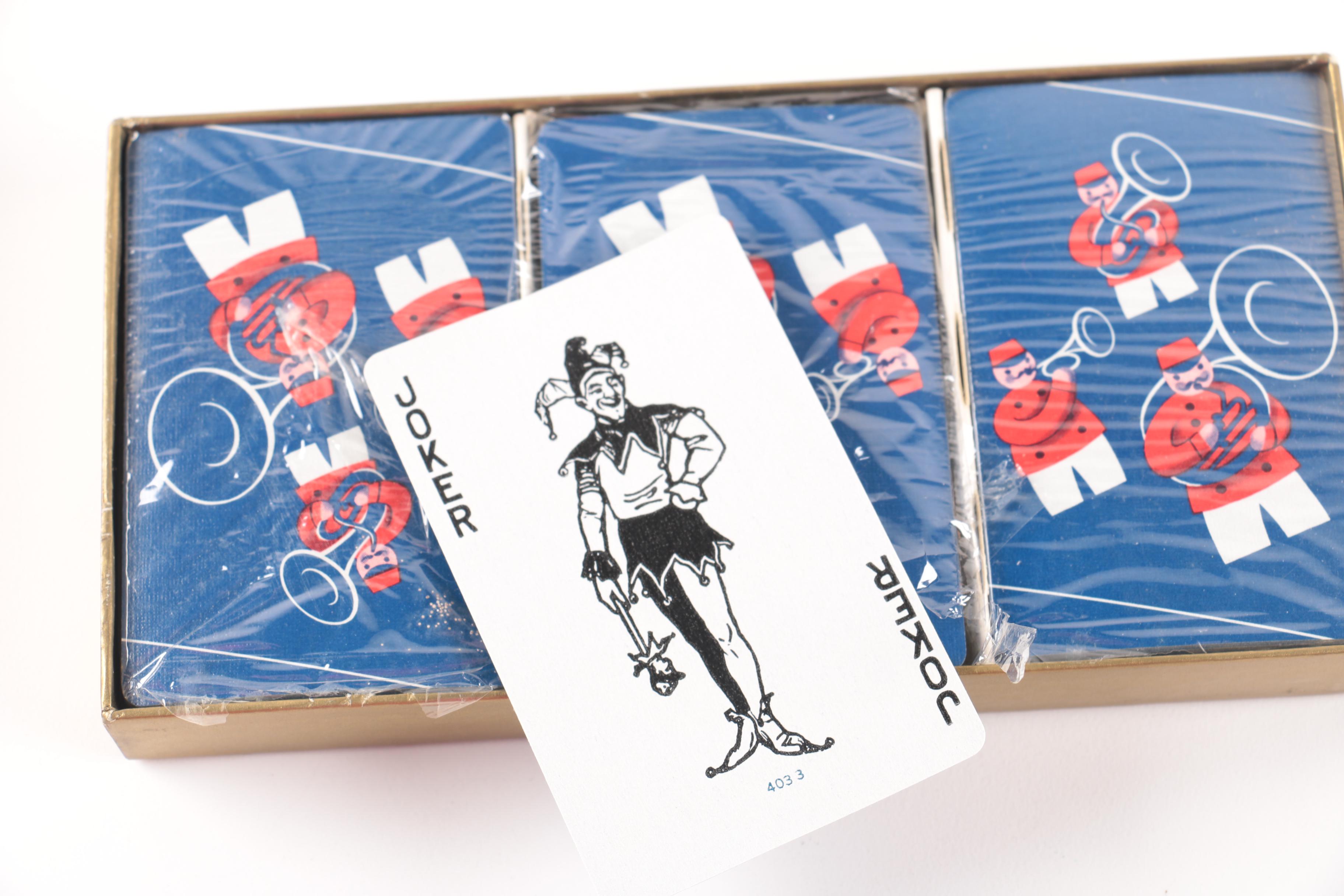 Assorted Decks of Playing Cards with Matching Containers