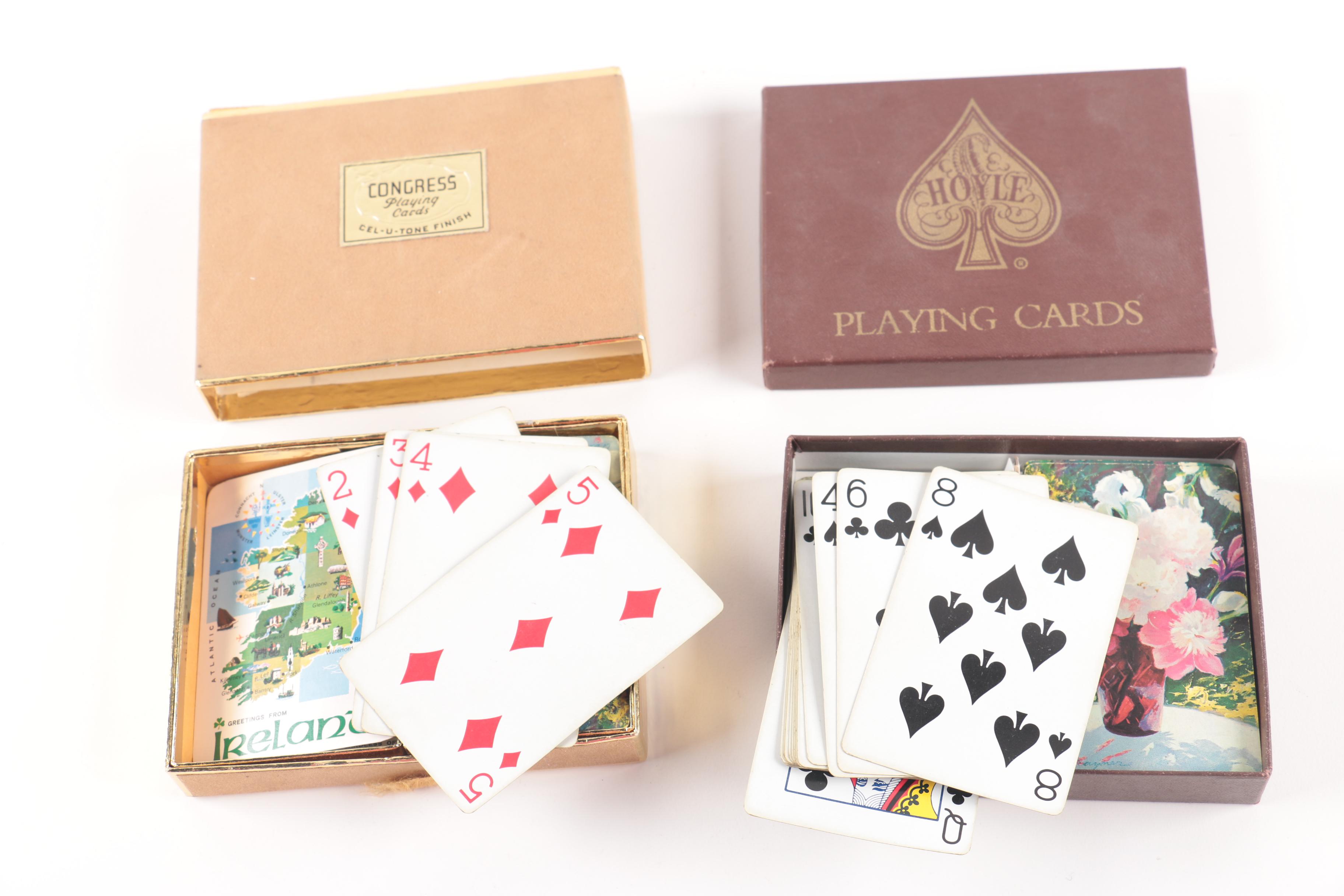 Assorted Decks of Playing Cards with Matching Containers