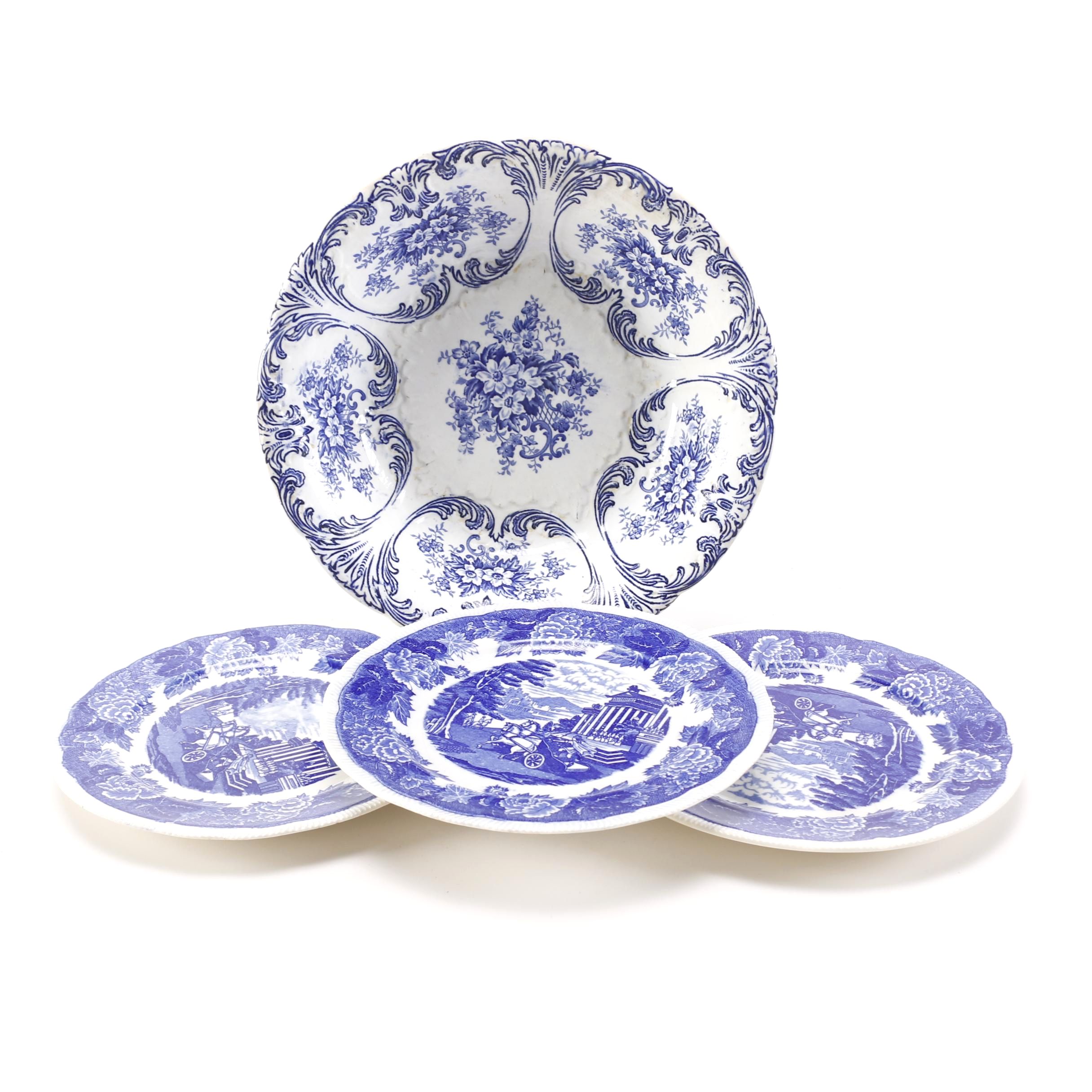 Vintage Blue and White China Including Poppelsdorf