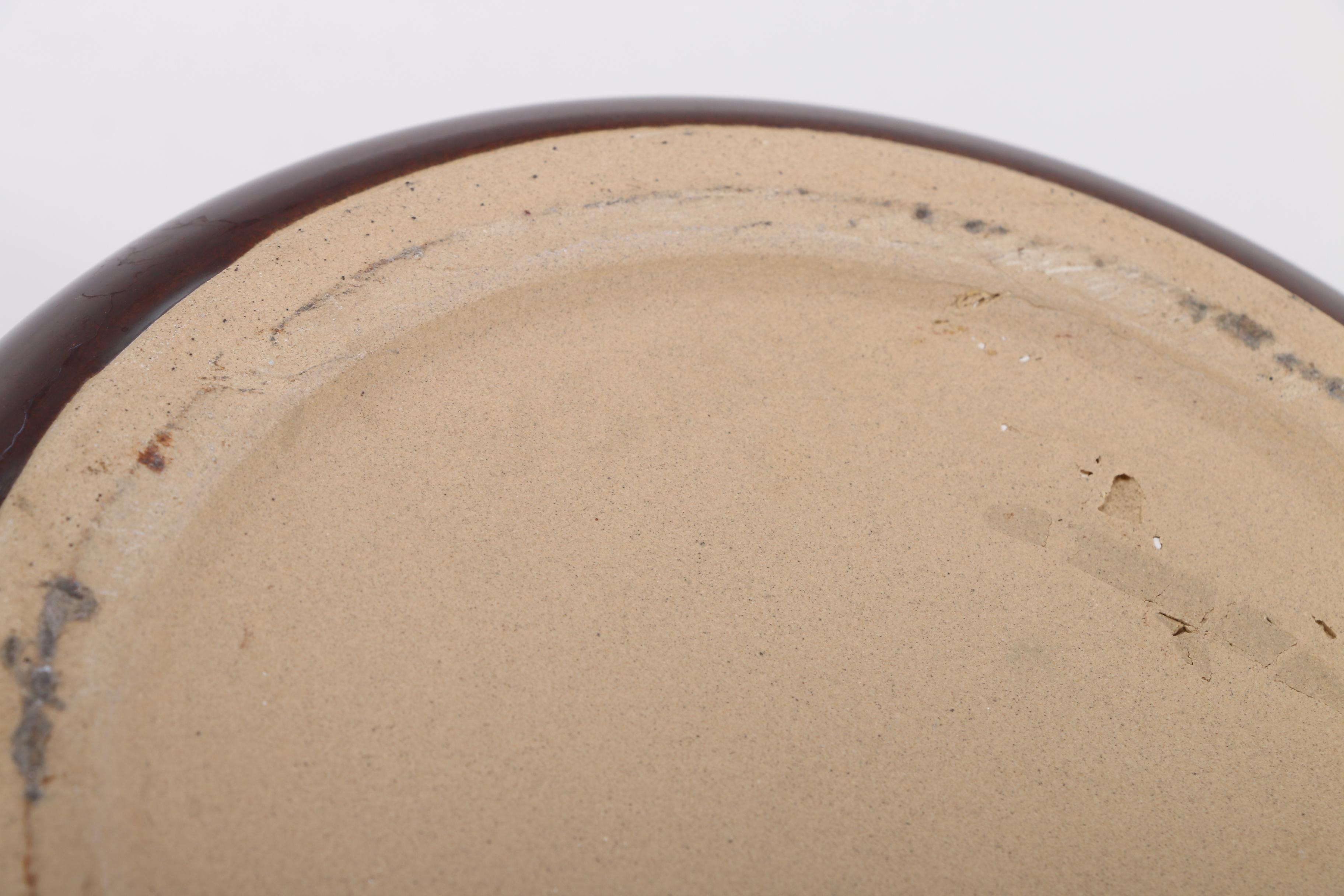 Vintage Brown Glazed Stoneware Bean Pot