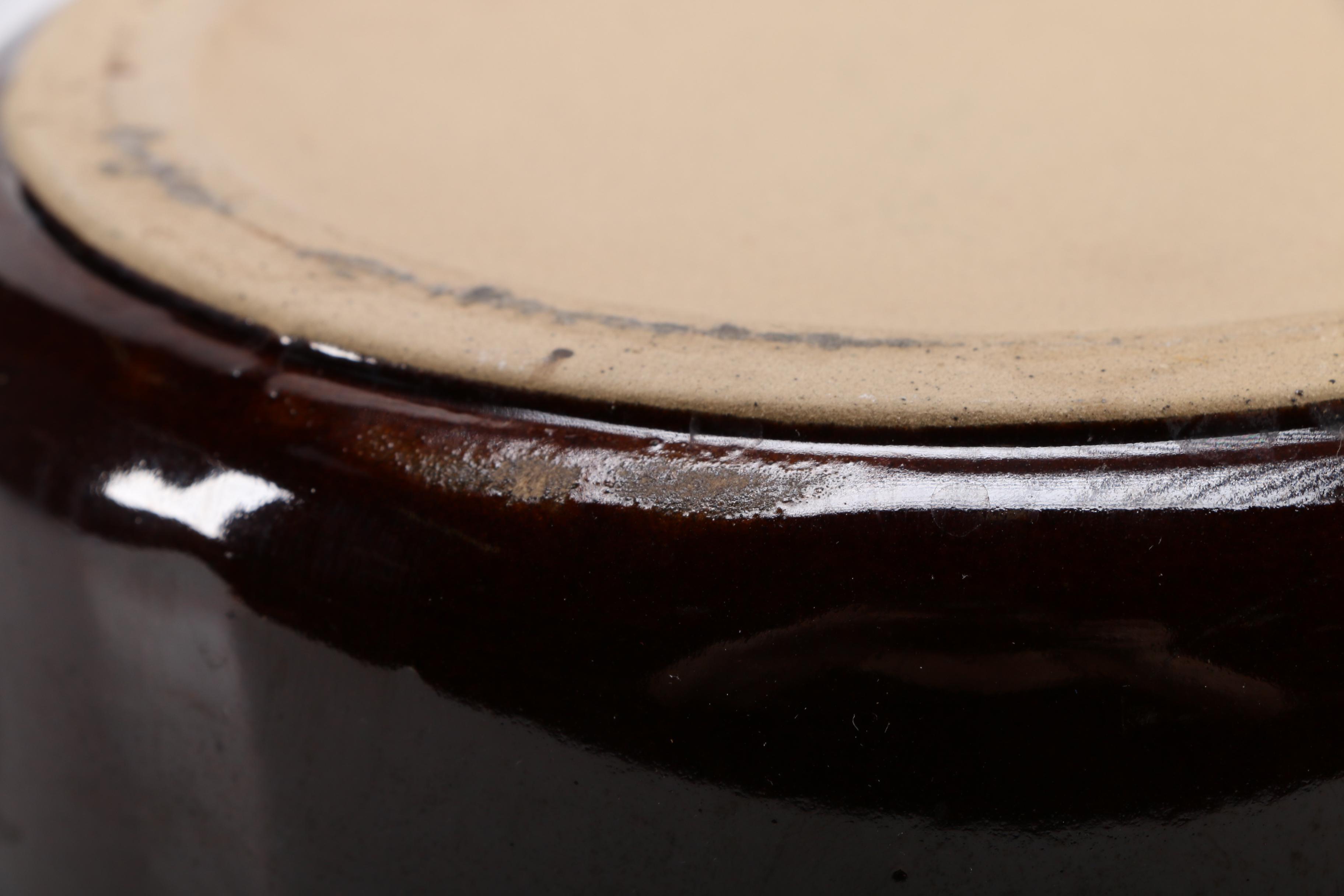 Vintage Brown Glazed Stoneware Bean Pot