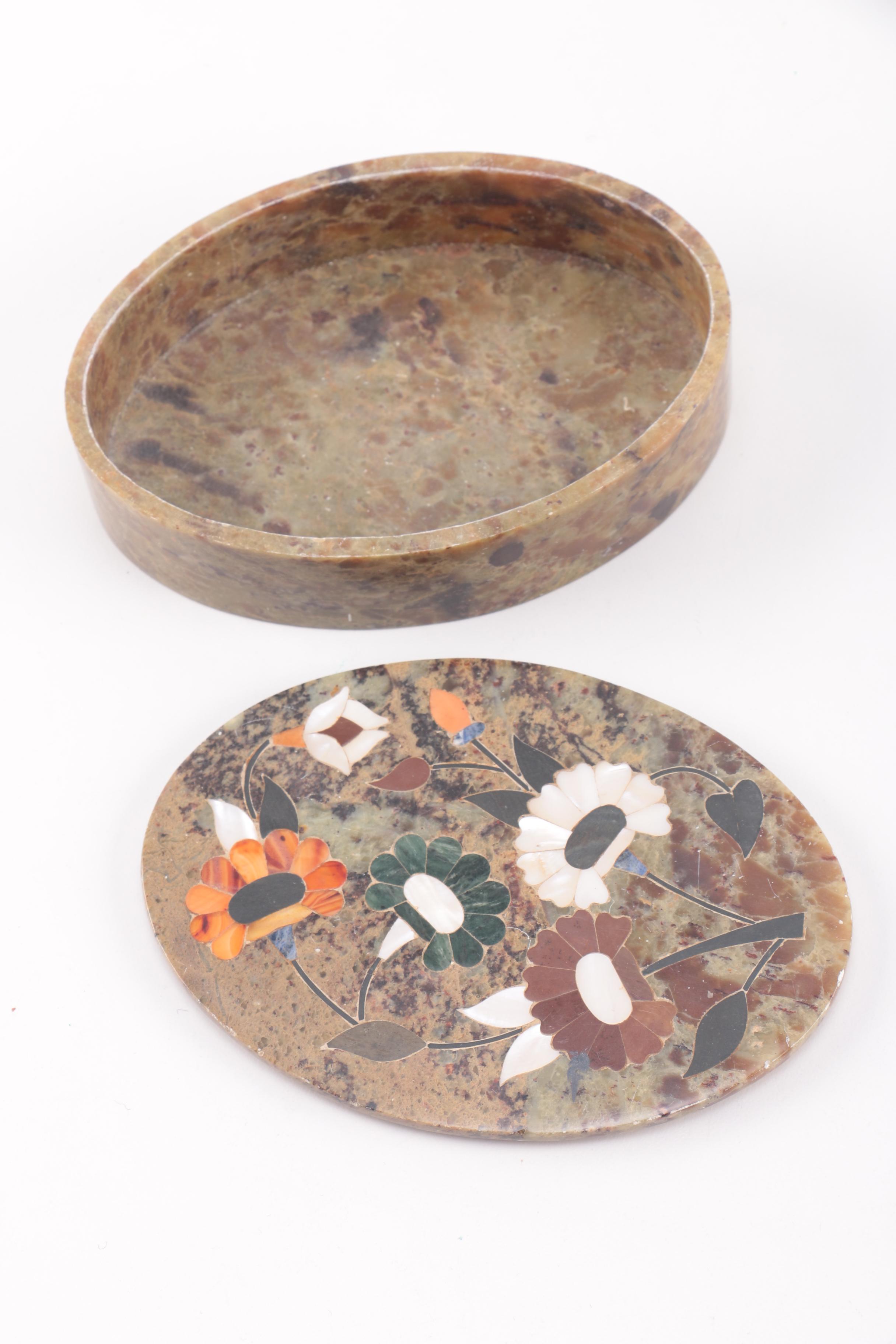 Inlaid Stone Trinket Box