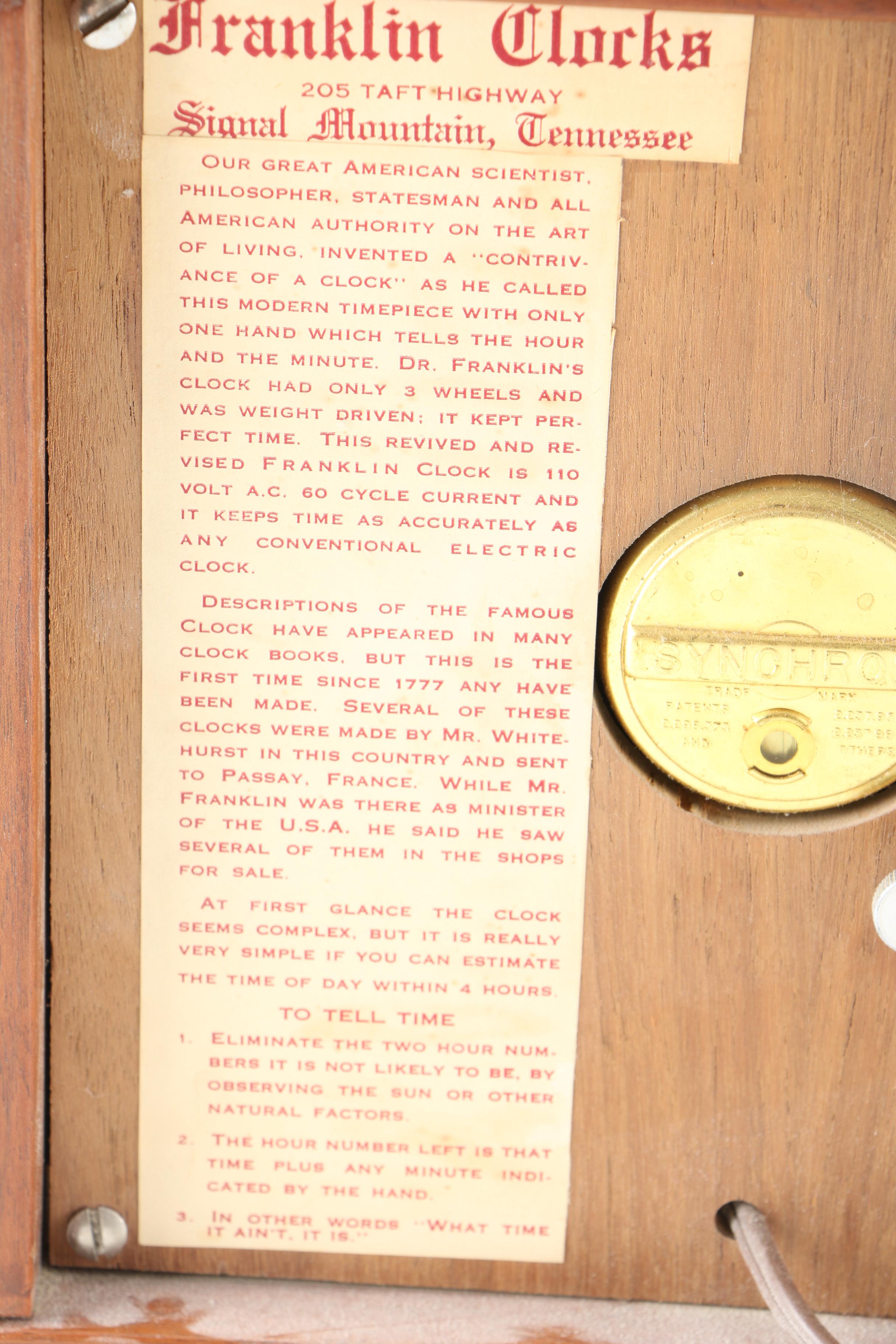 Vintage Franklin Wall Clock