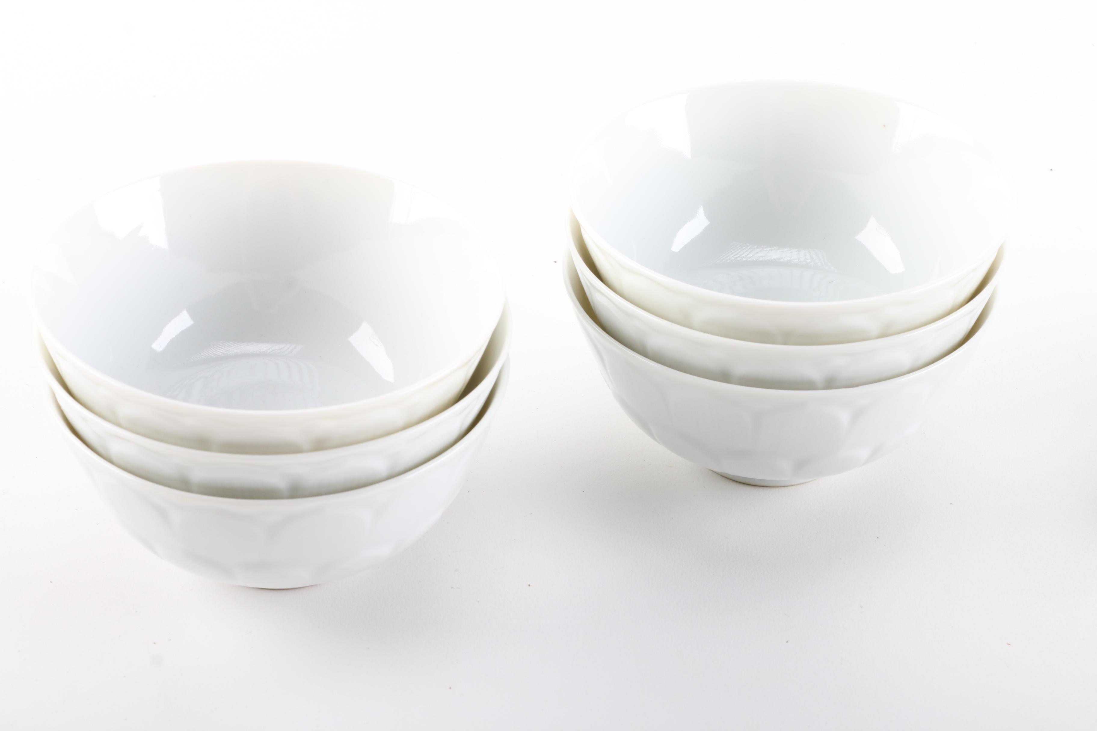 Matching Tone Ceramic Soup Bowls And Soup Spoons