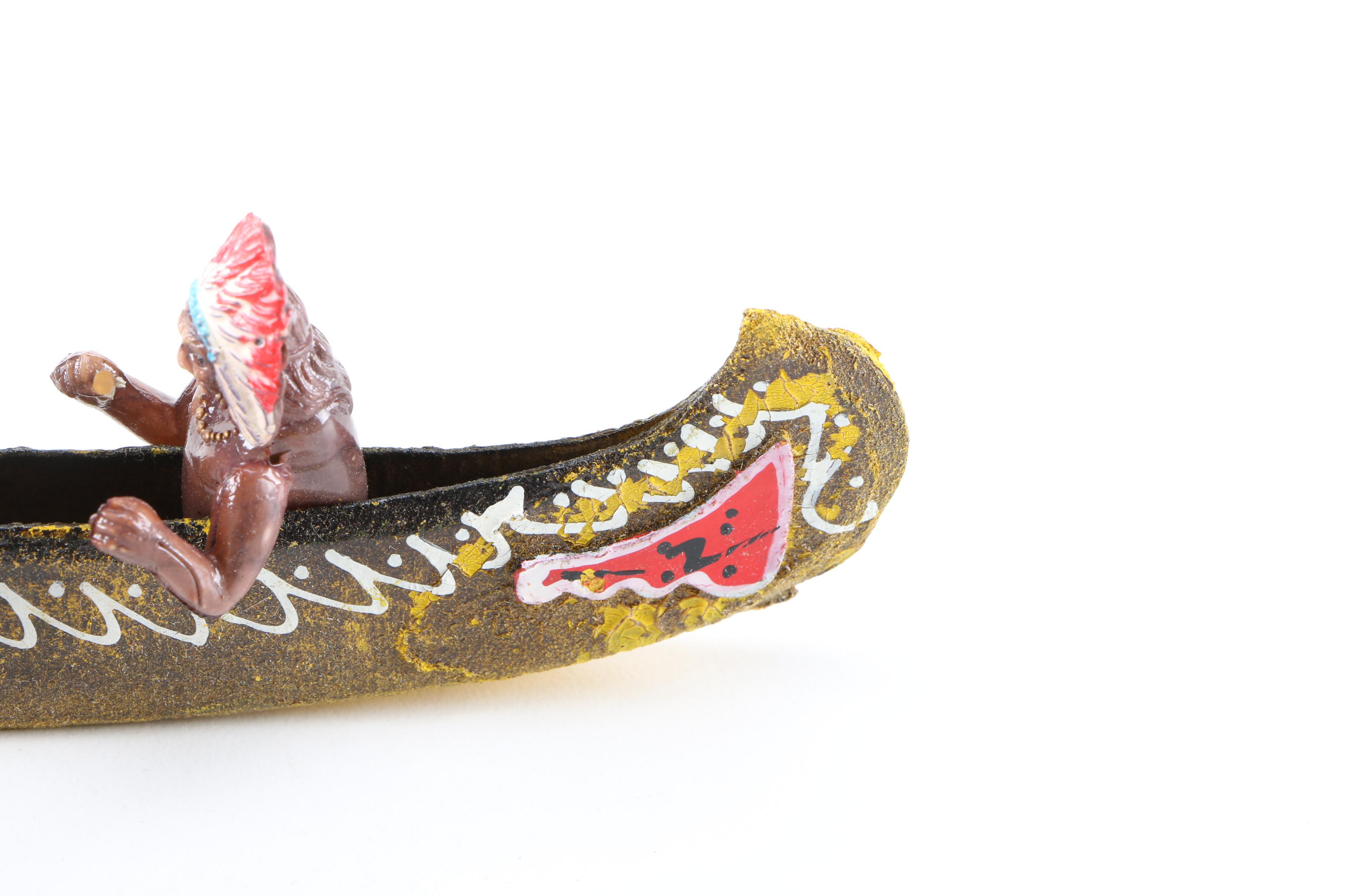 Vintage "Indian in Canoe Knick Knack"