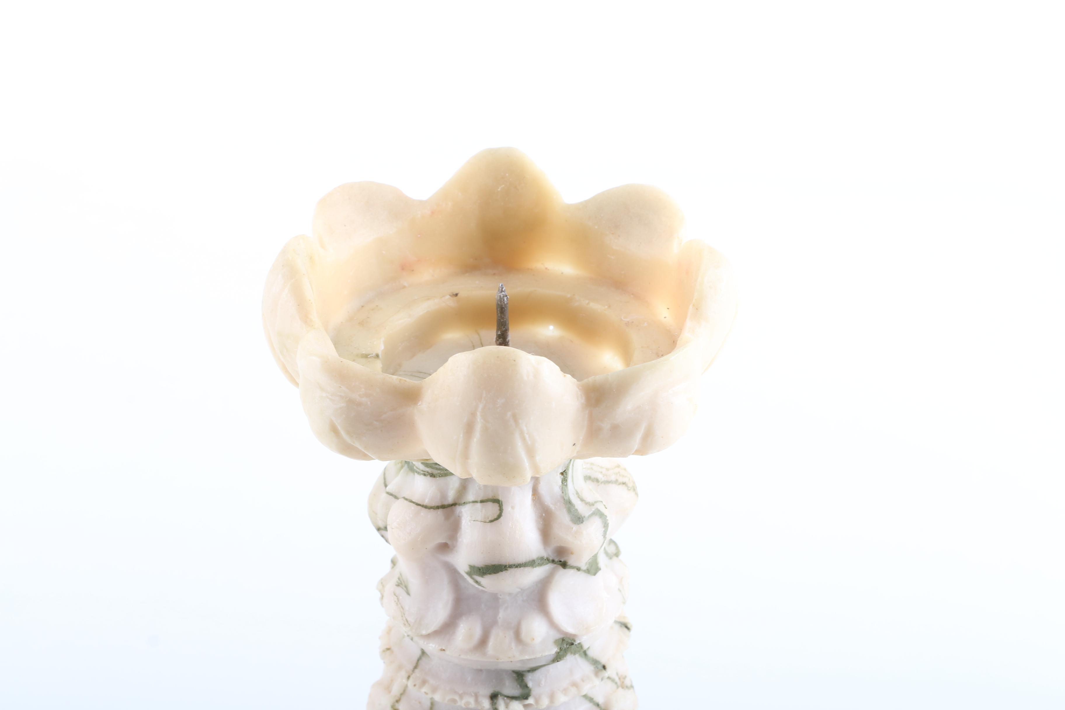 "Athena Marble" Faux Marble Resin Candlestick