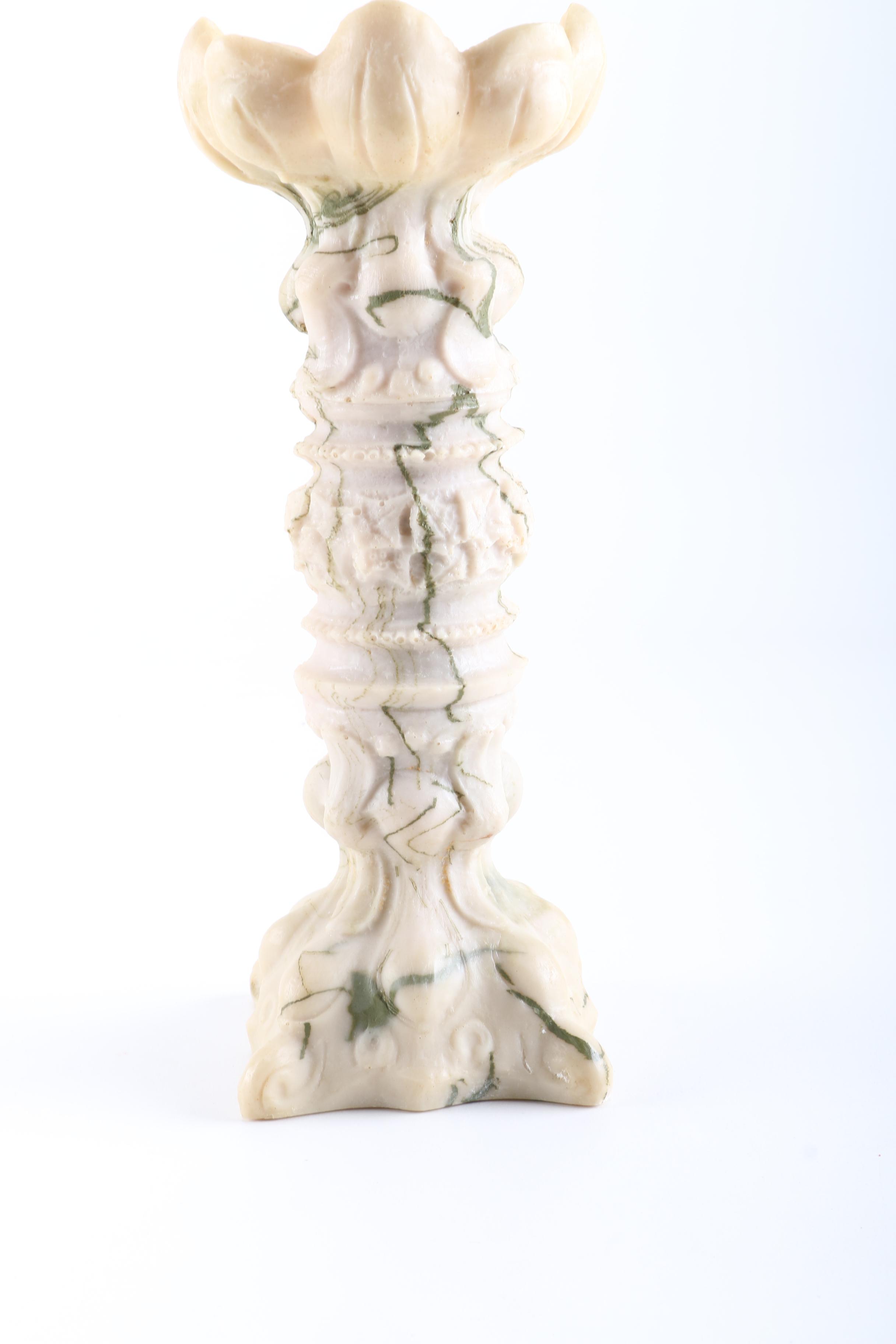 "Athena Marble" Faux Marble Resin Candlestick