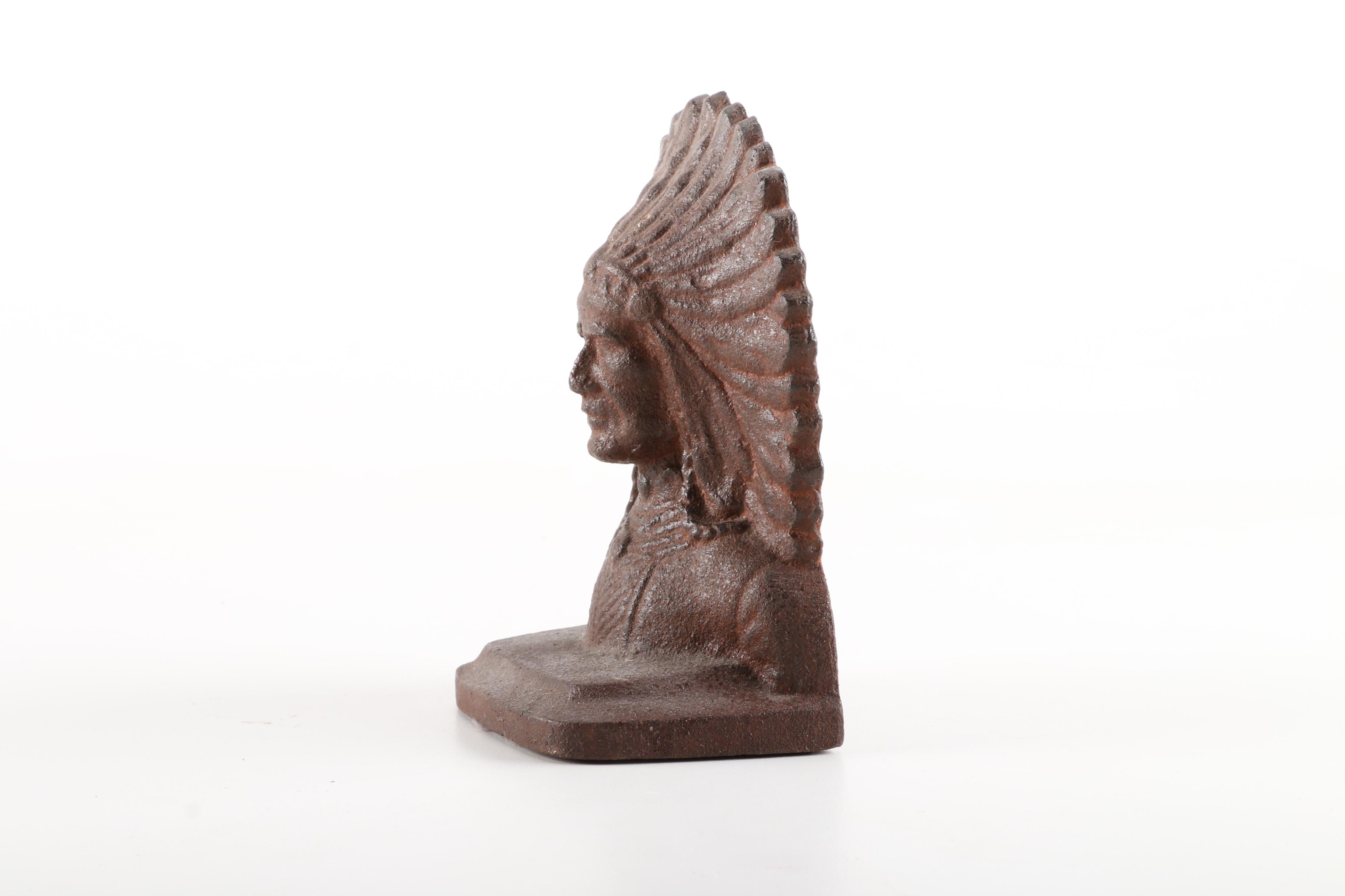 Vintage "Iron Will Indian" Iron Bookend