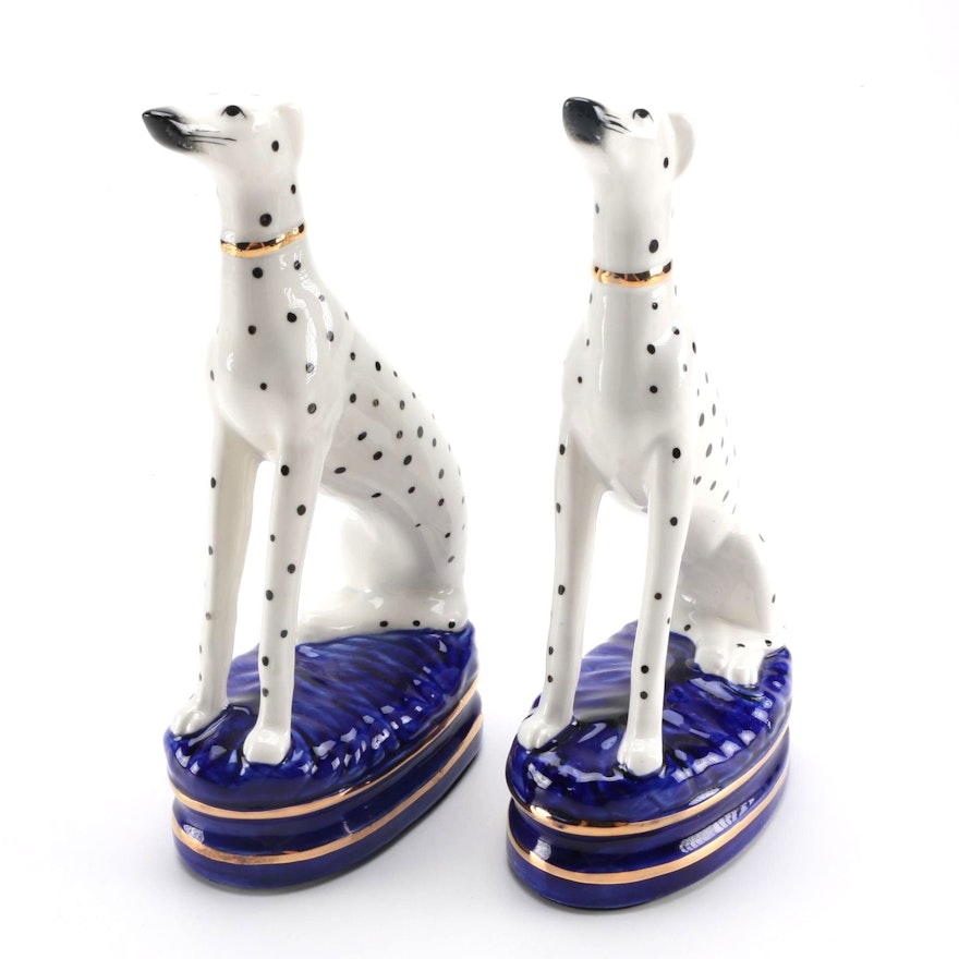 Pair of Dalmatian Bookend Figurines After Fitz and Floyd