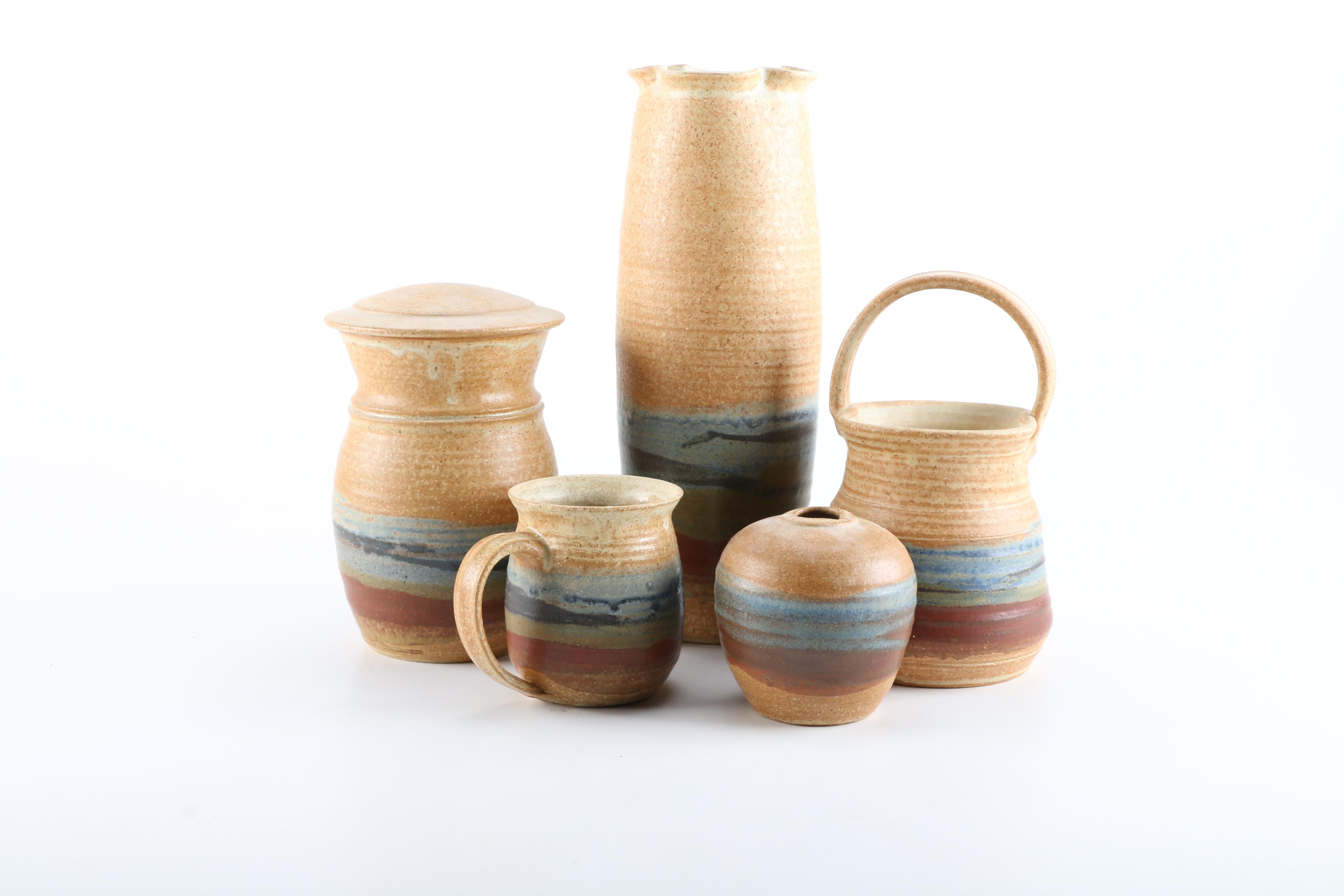 Set of Five Hand Thrown Stoneware Vessels