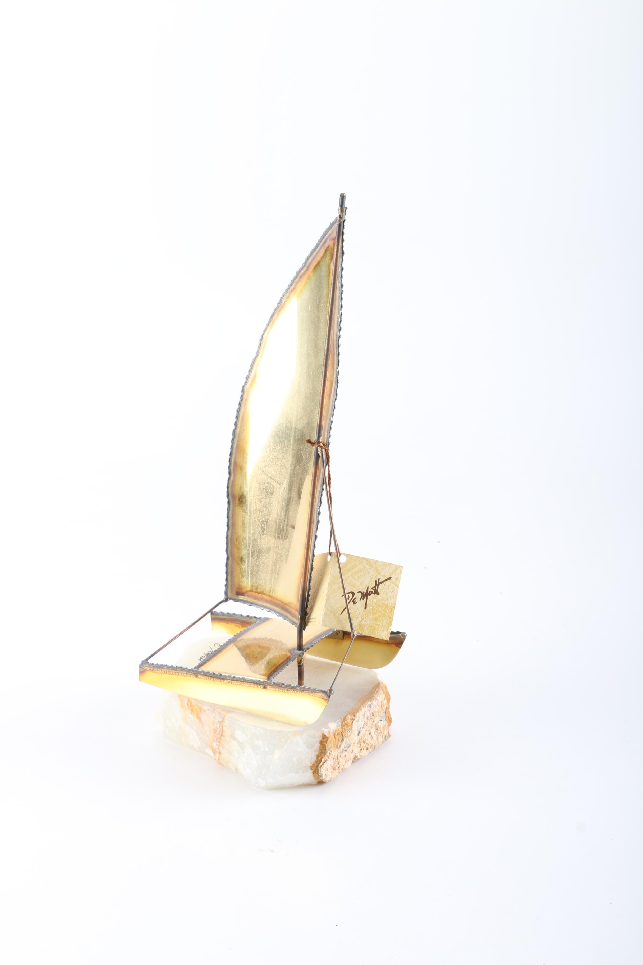 Jon & Don DeMott Mix Metal Sculpture of a Catamaran