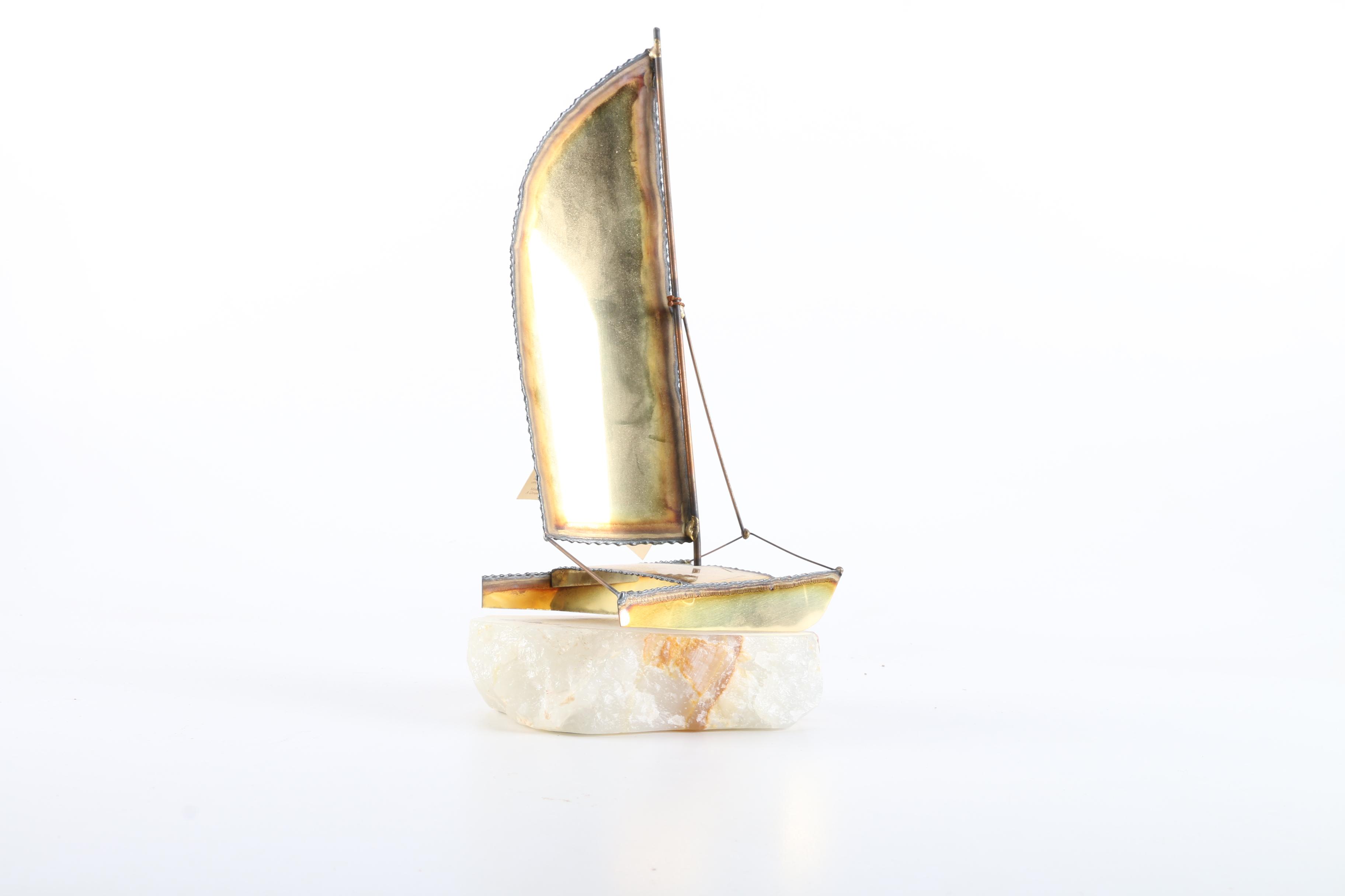 Jon & Don DeMott Mix Metal Sculpture of a Catamaran