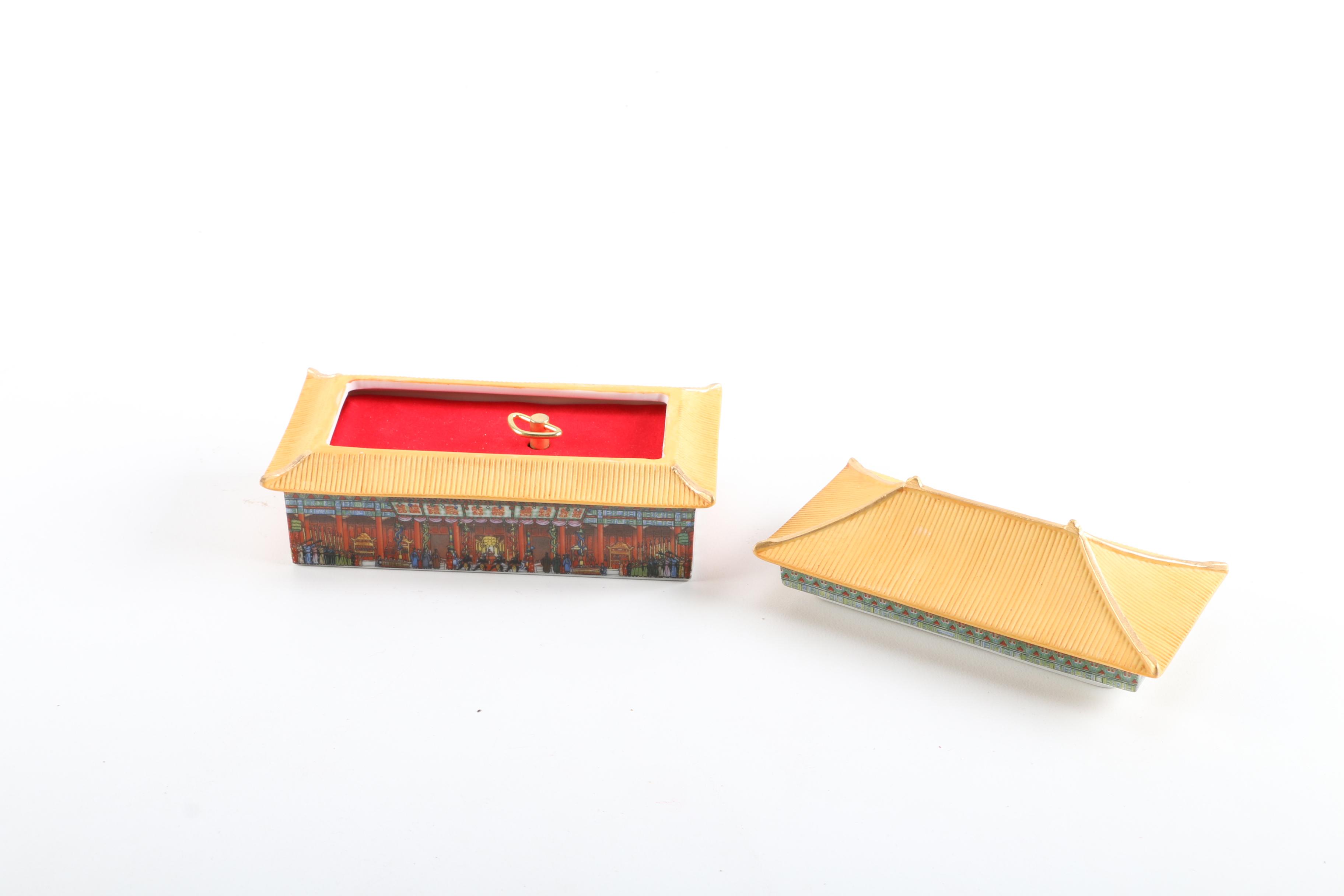 Chinese Forbidden City Porcelain Music Box