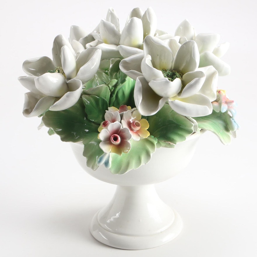 Italian Porcelain Flower Basket