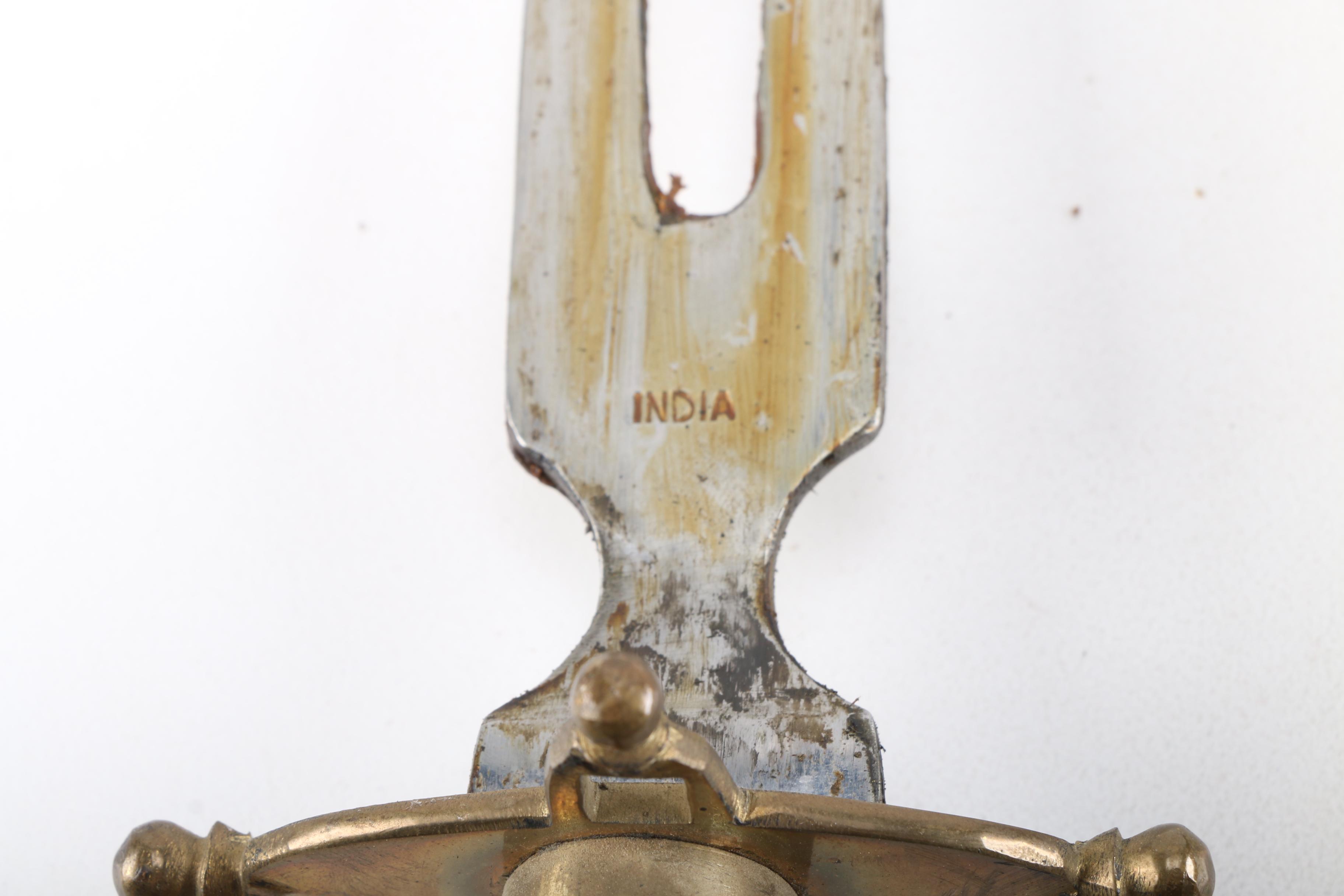 Ornate Indian Brass and Wood Carving Set With Scabbard