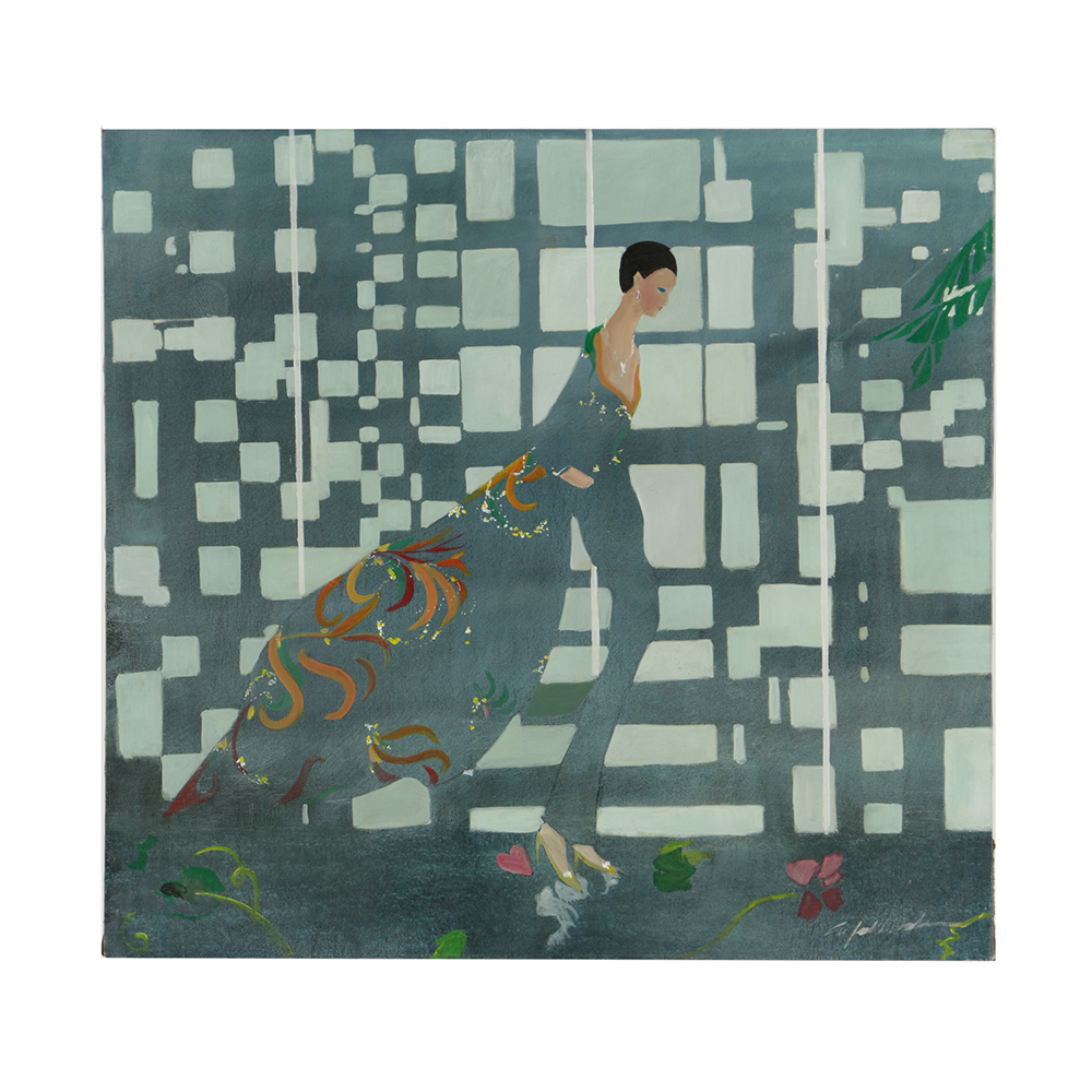 Alfred G. Huber Oil Painting on Canvas Art Deco Style Portrait