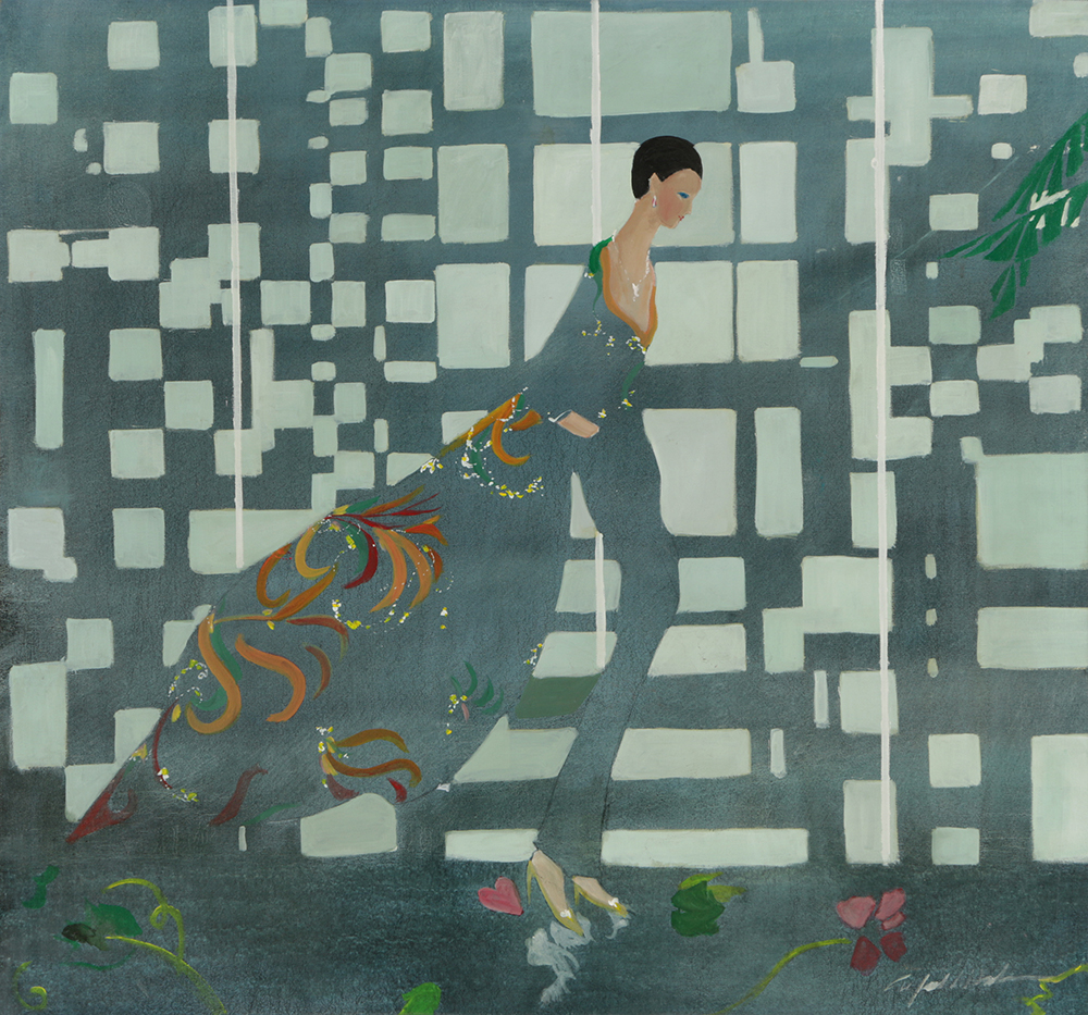 Alfred G. Huber Oil Painting on Canvas Art Deco Style Portrait