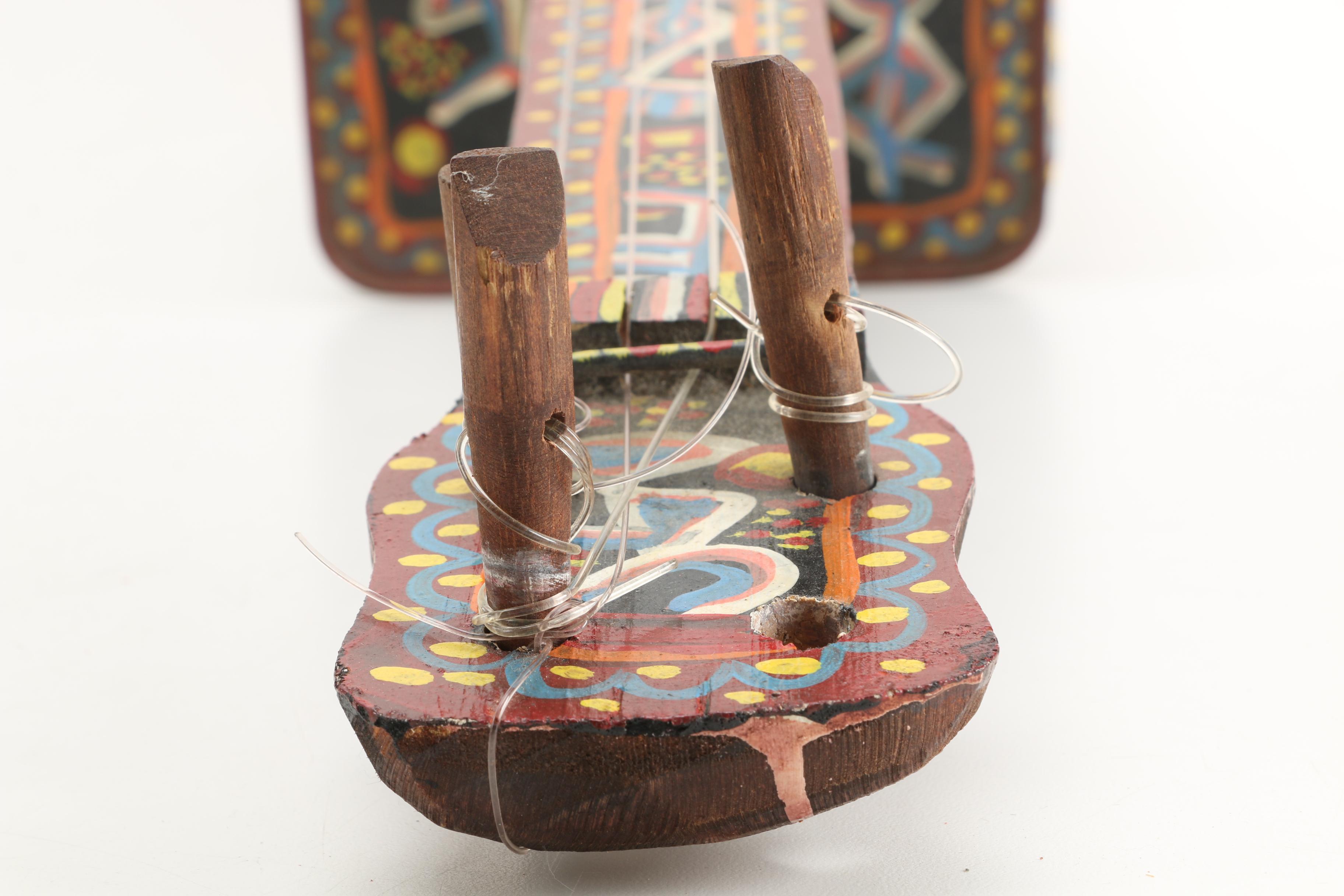 Handmade String Instruments Including Dayak Sapek From Indonesia