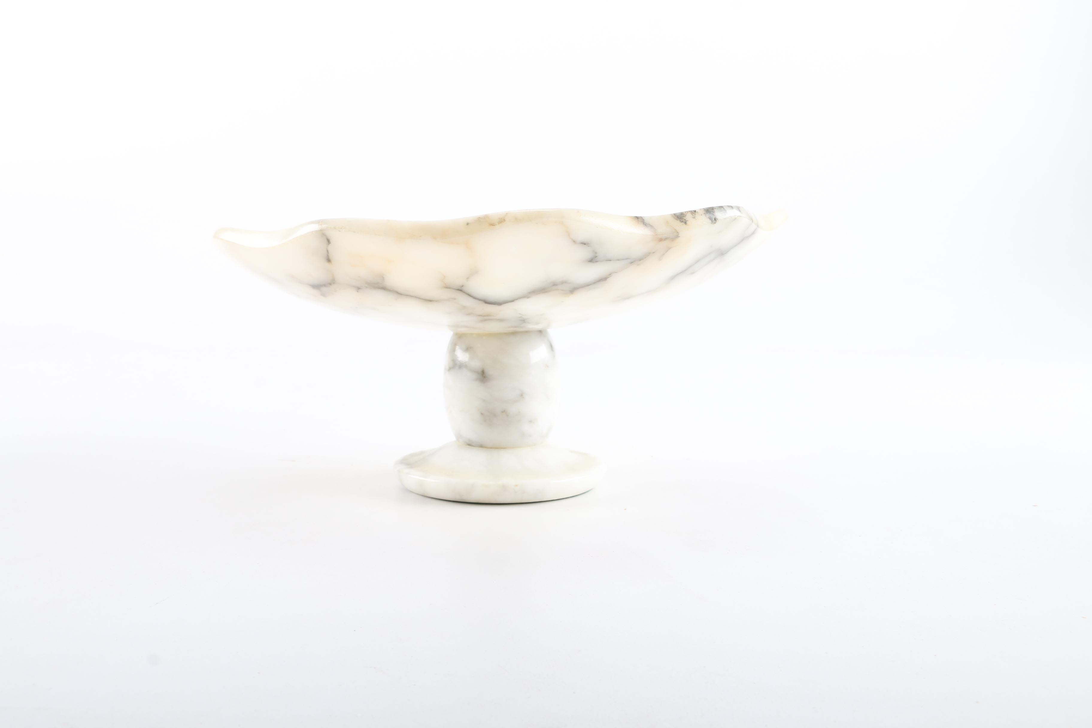 Carved Alabaster Pedestal Compote