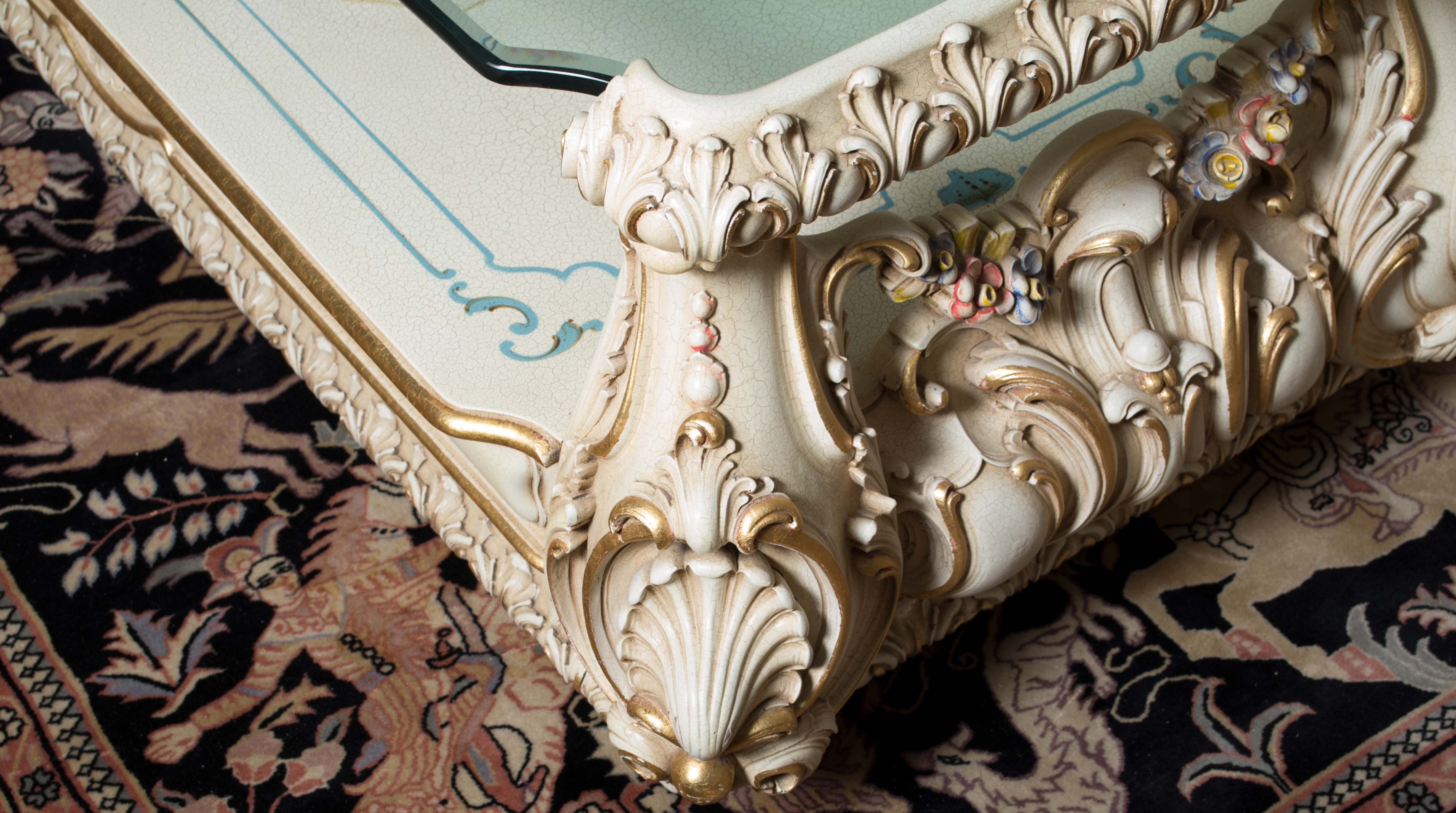 Rococo Style Hand-Painted Coffee Table