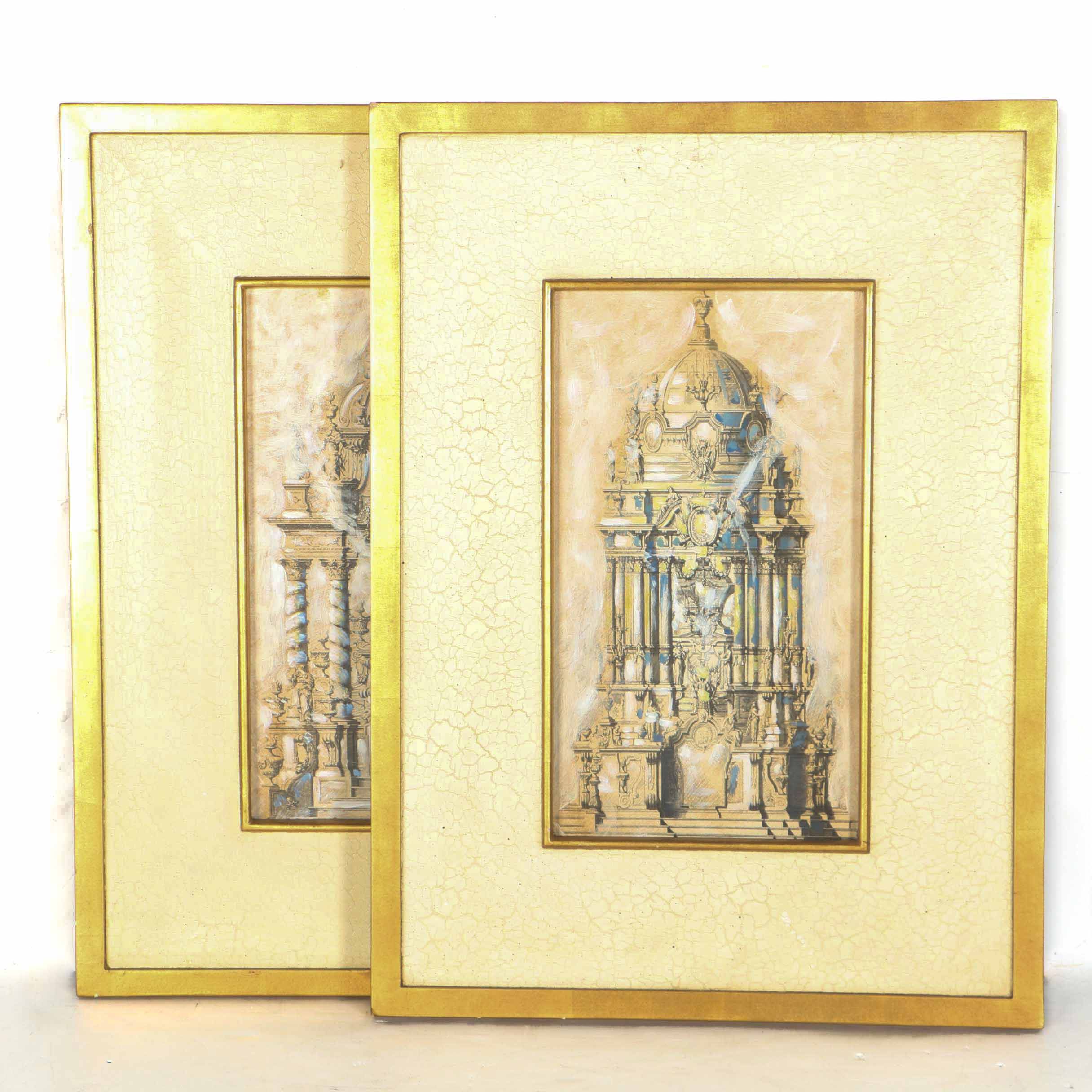 Hand Embellished Digital Prints of Baroque Style Architecture