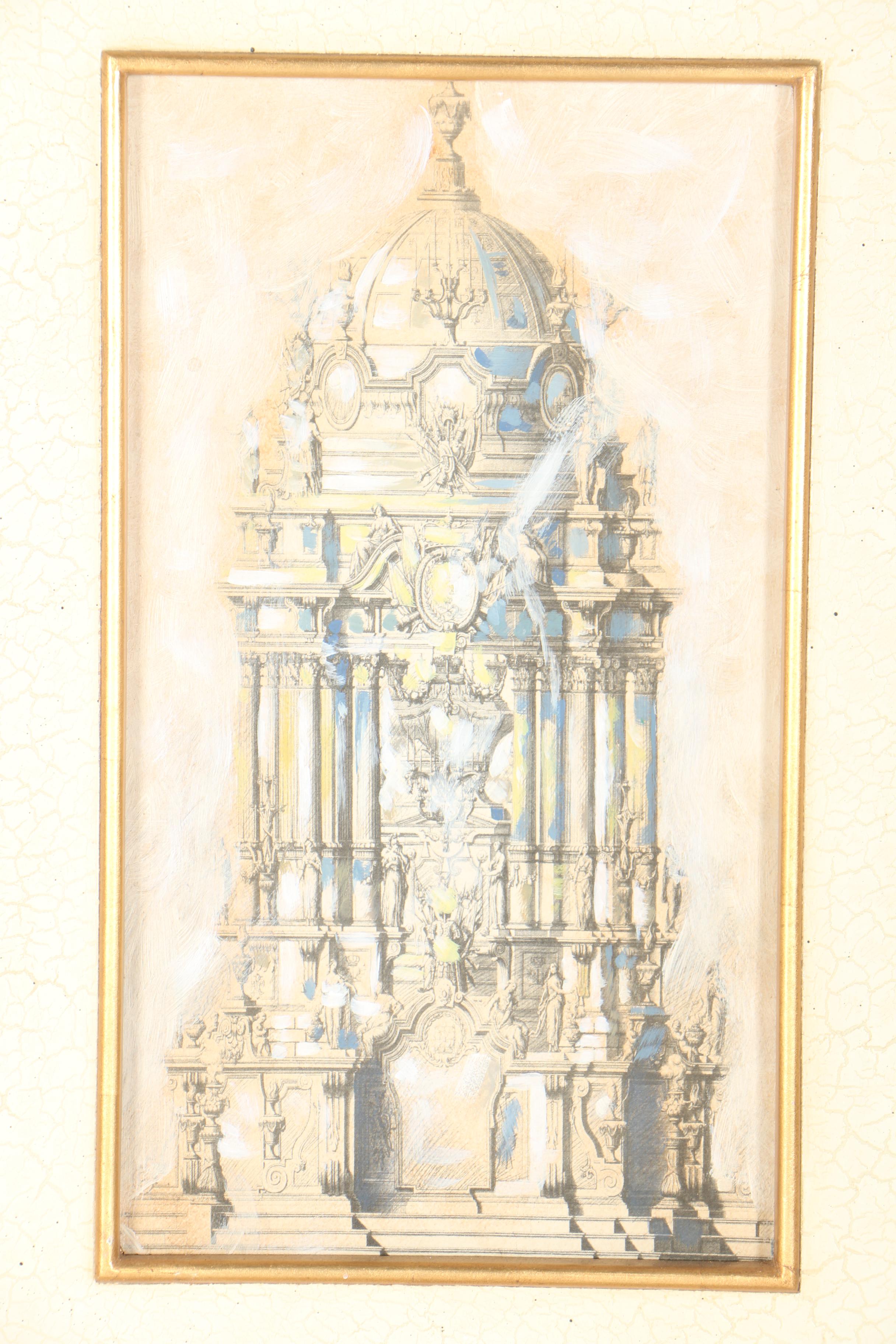 Hand Embellished Digital Prints of Baroque Style Architecture