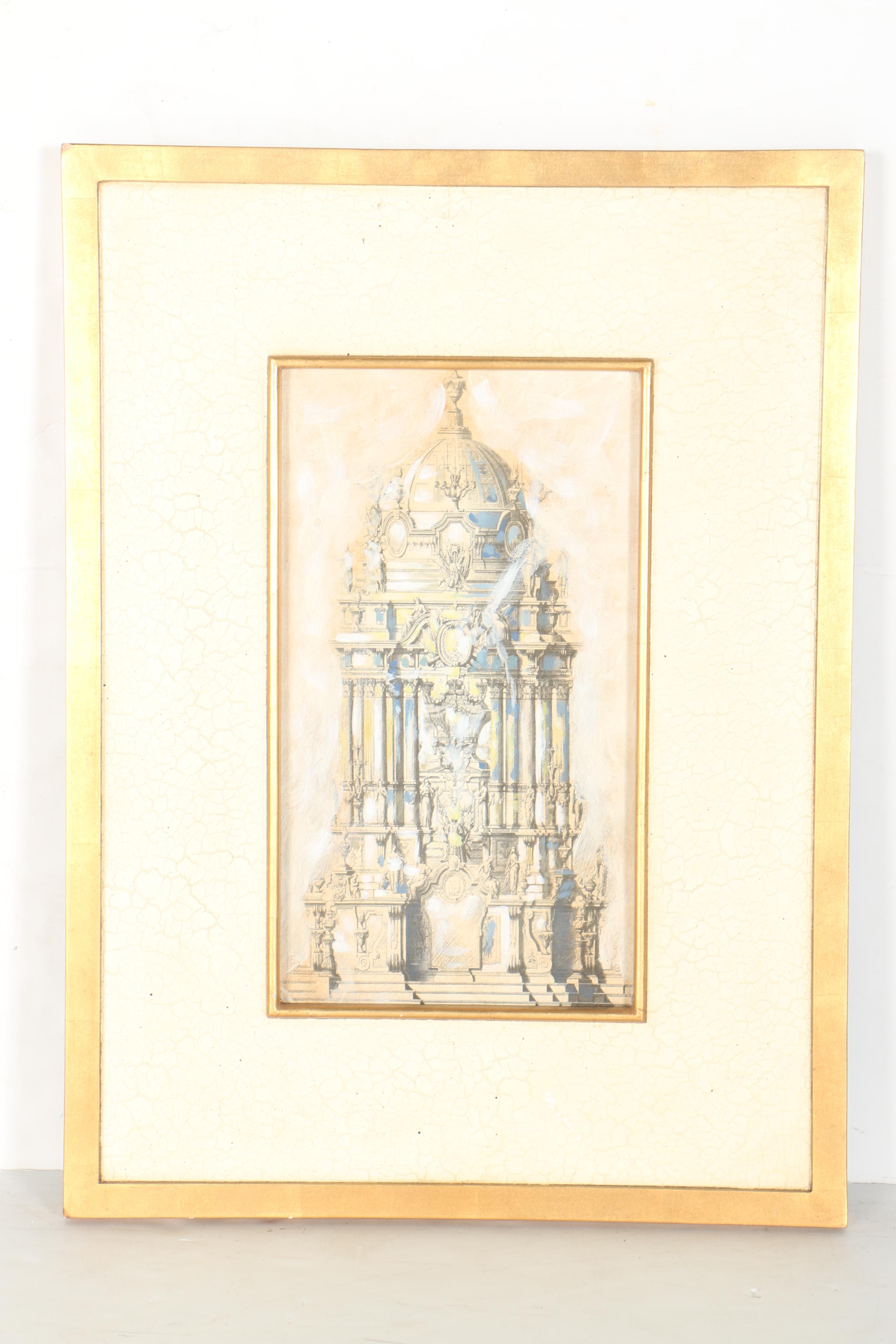 Hand Embellished Digital Prints of Baroque Style Architecture