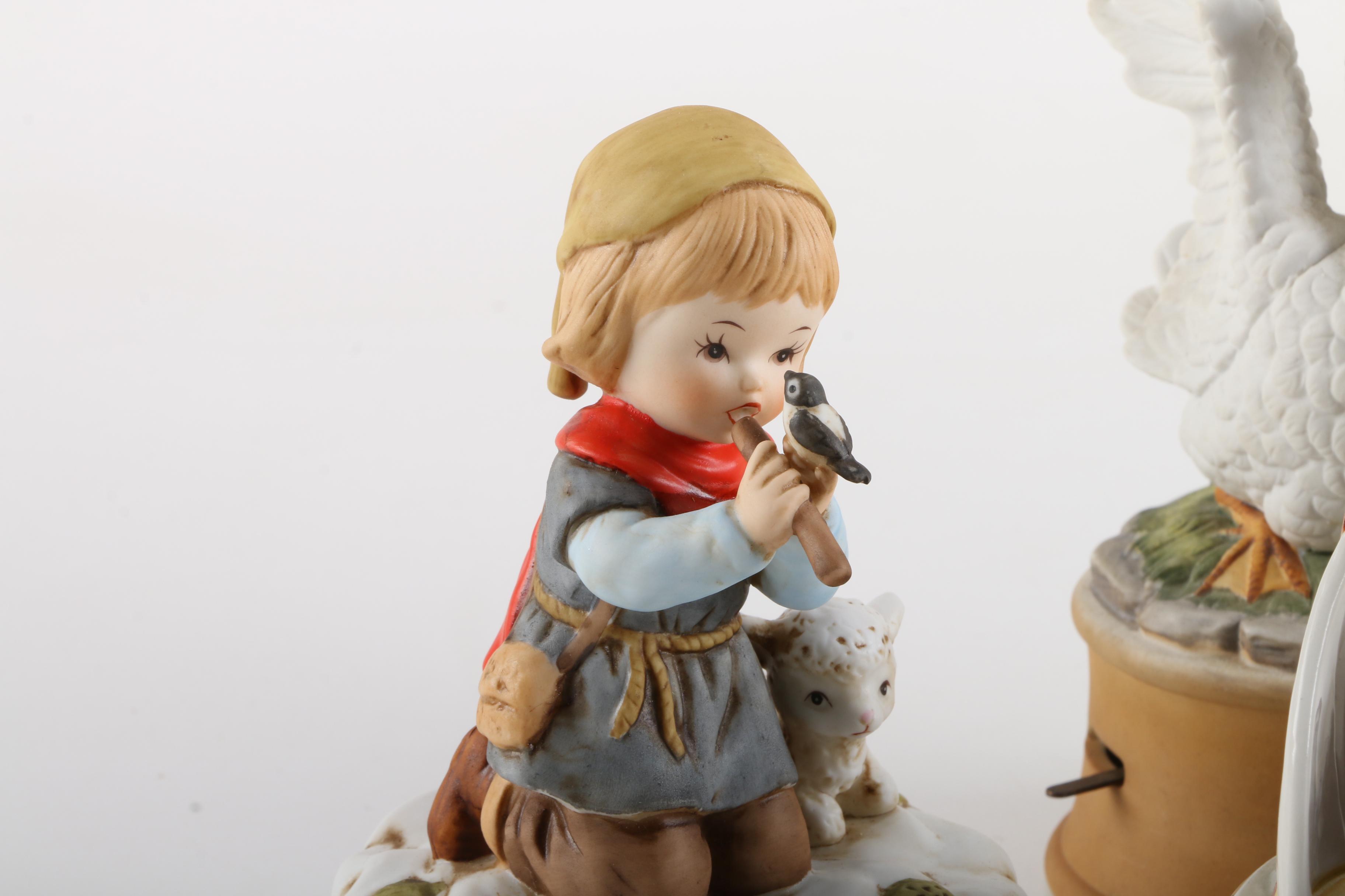 Collection of Ceramic Music Boxes Featuring Norman Rockwell "Birthday Party"