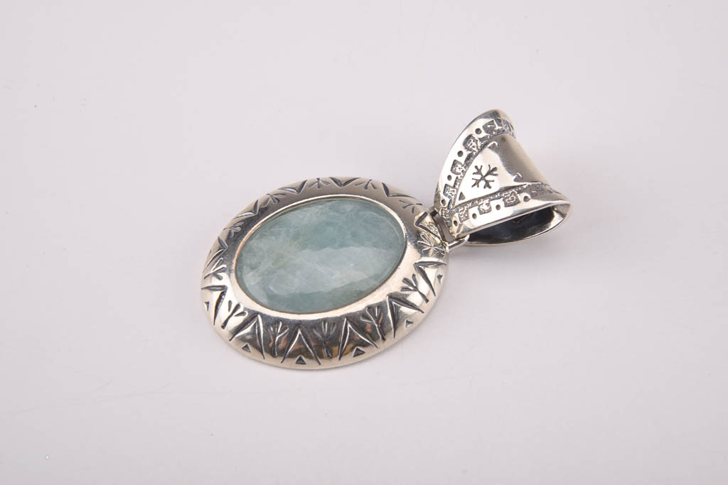 Aquamarine Sterling Silver Bracelet, Earrings, and Pendant