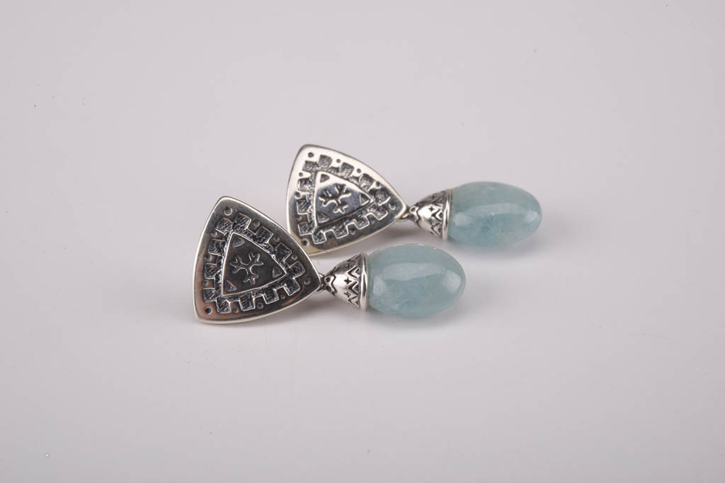 Aquamarine Sterling Silver Bracelet, Earrings, and Pendant