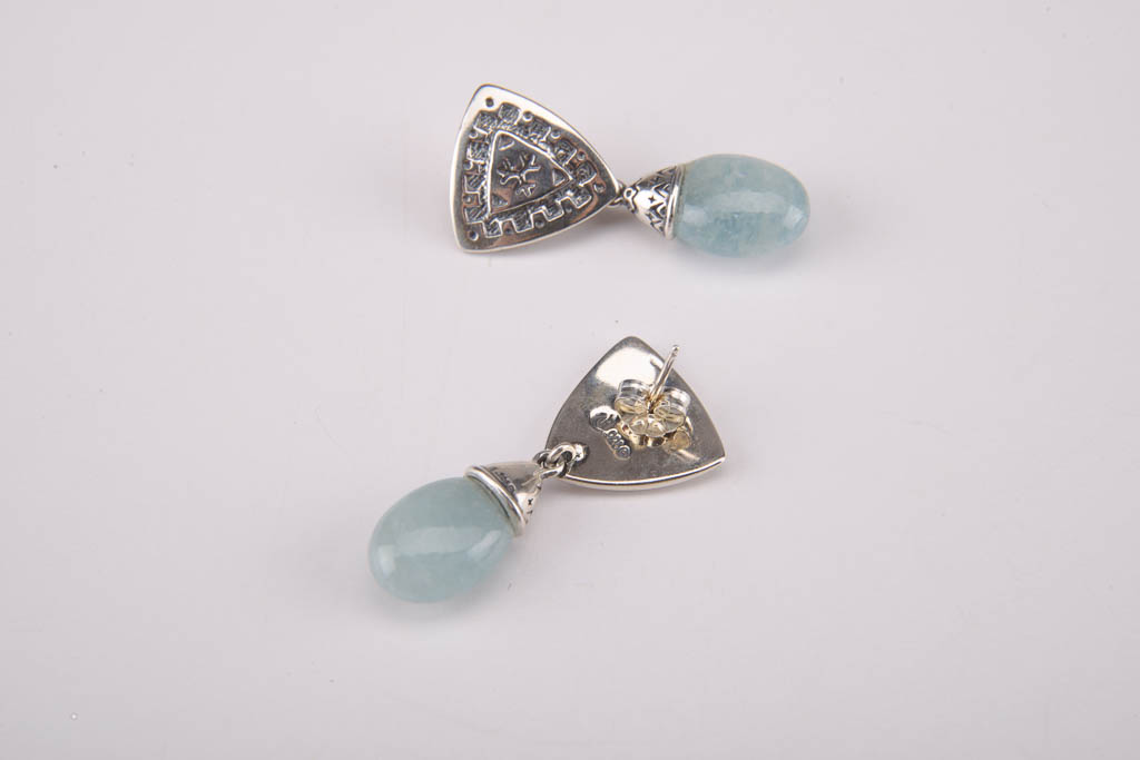 Aquamarine Sterling Silver Bracelet, Earrings, and Pendant