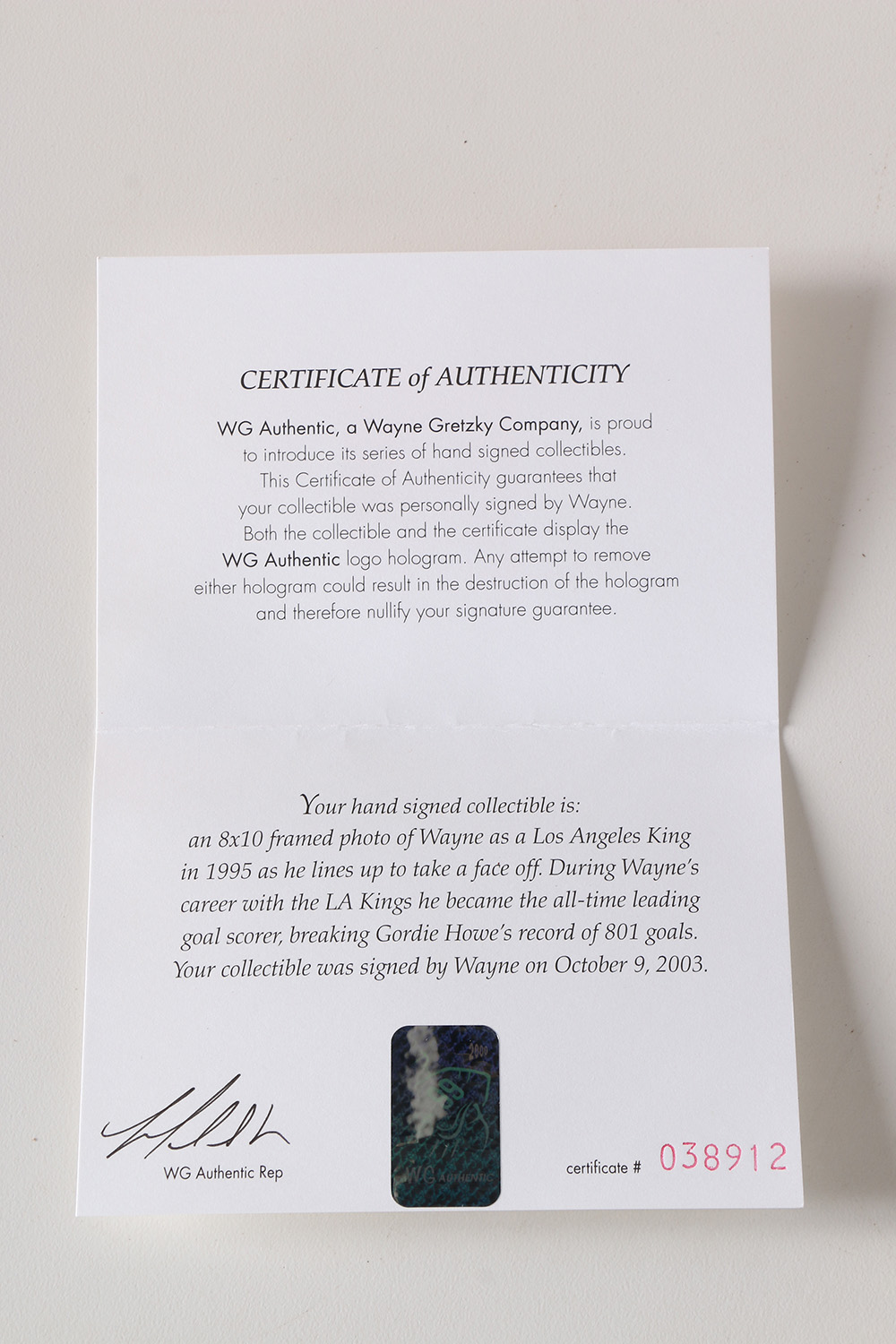 Signed and Framed Wayne Gretzky Los Angeles Kings Picture