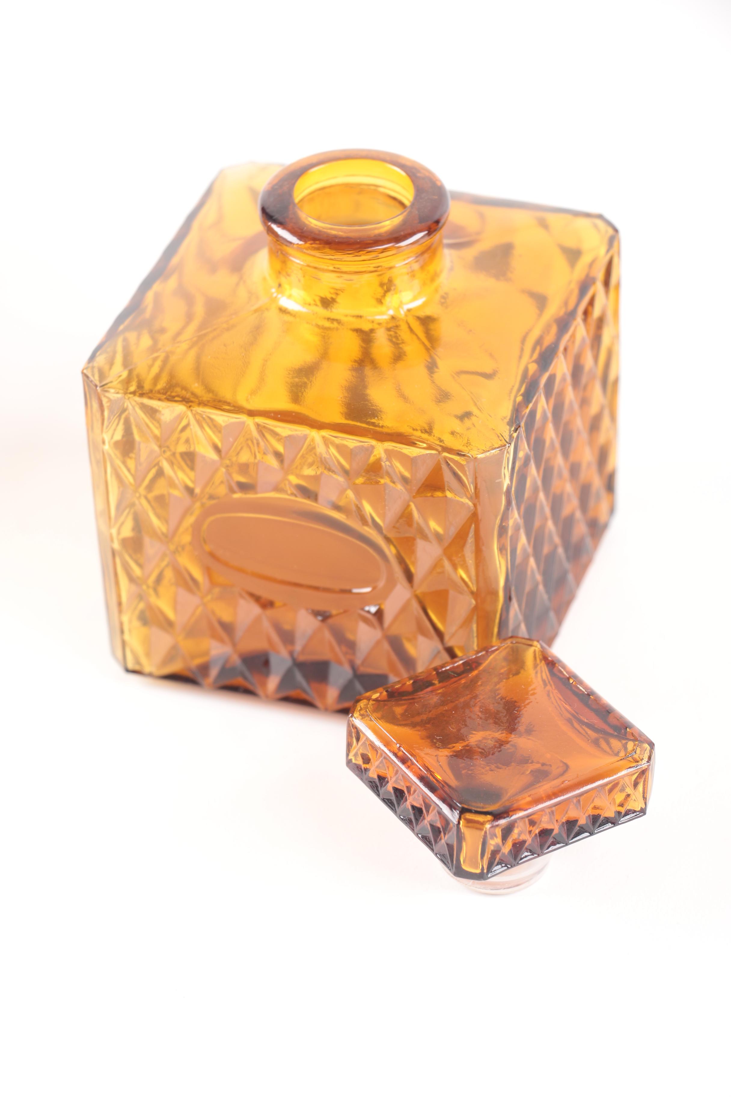 Amber Glass Decanter Set in Wooden Atlas Storage Box