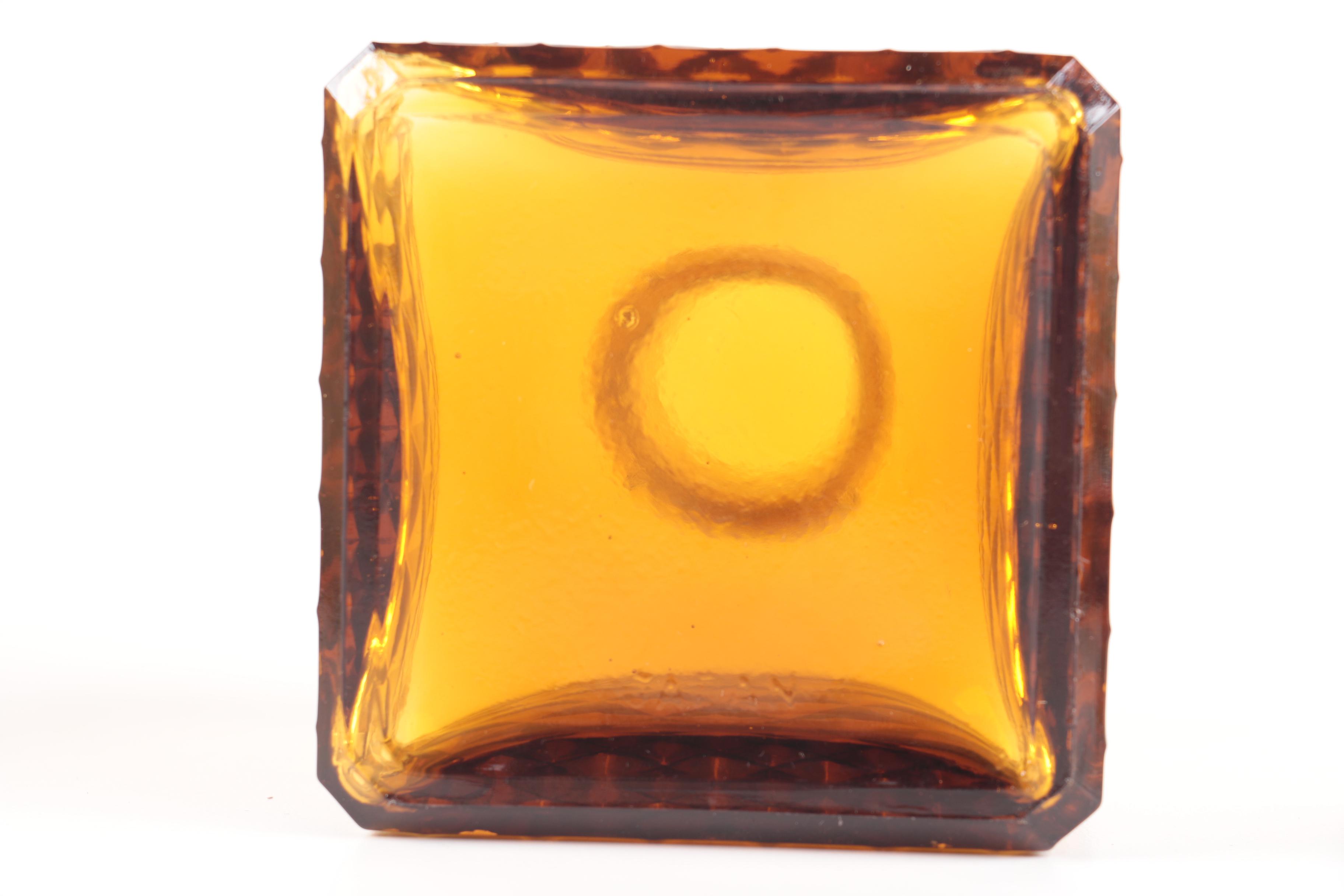 Amber Glass Decanter Set in Wooden Atlas Storage Box