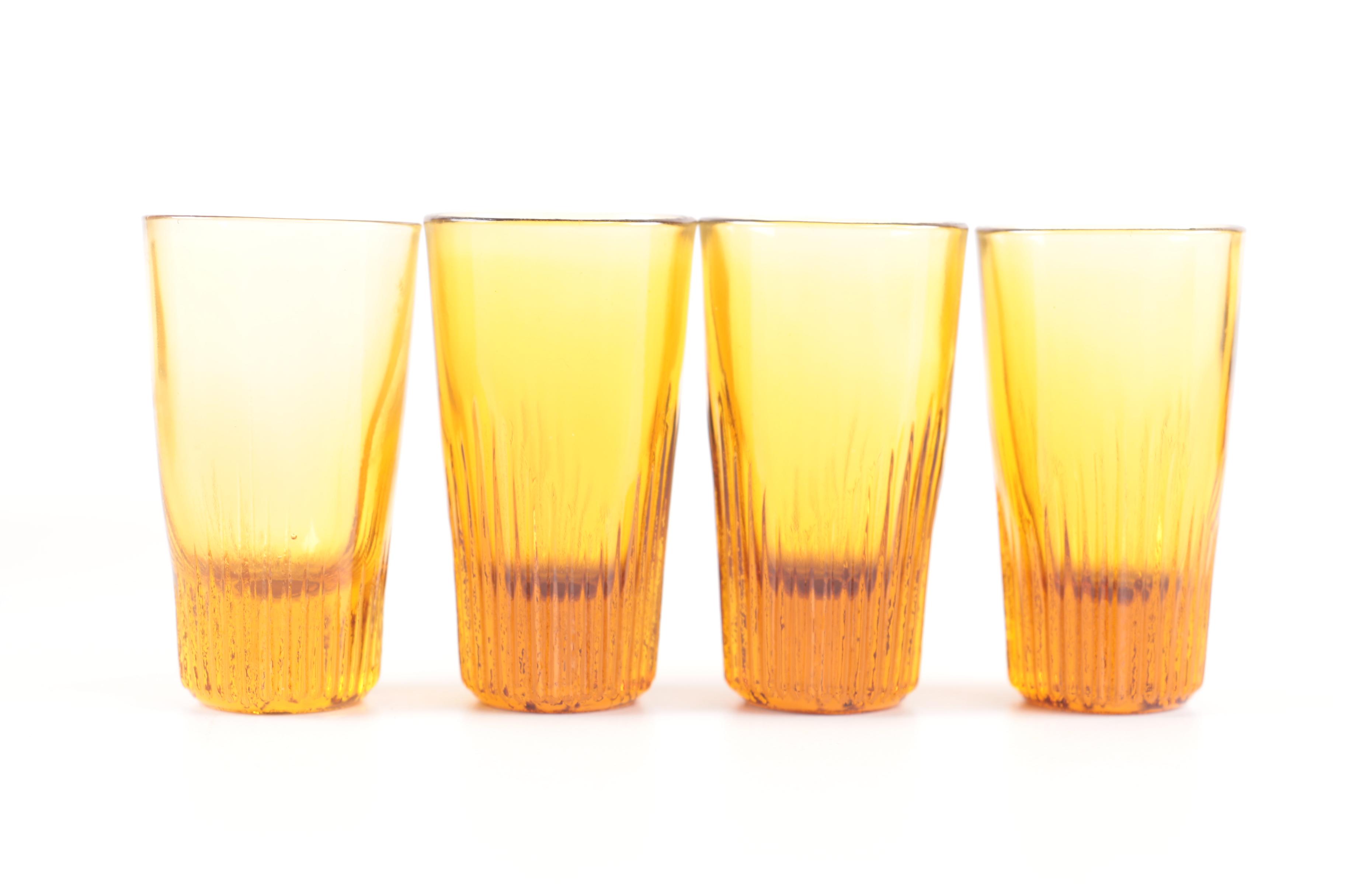 Amber Glass Decanter Set in Wooden Atlas Storage Box