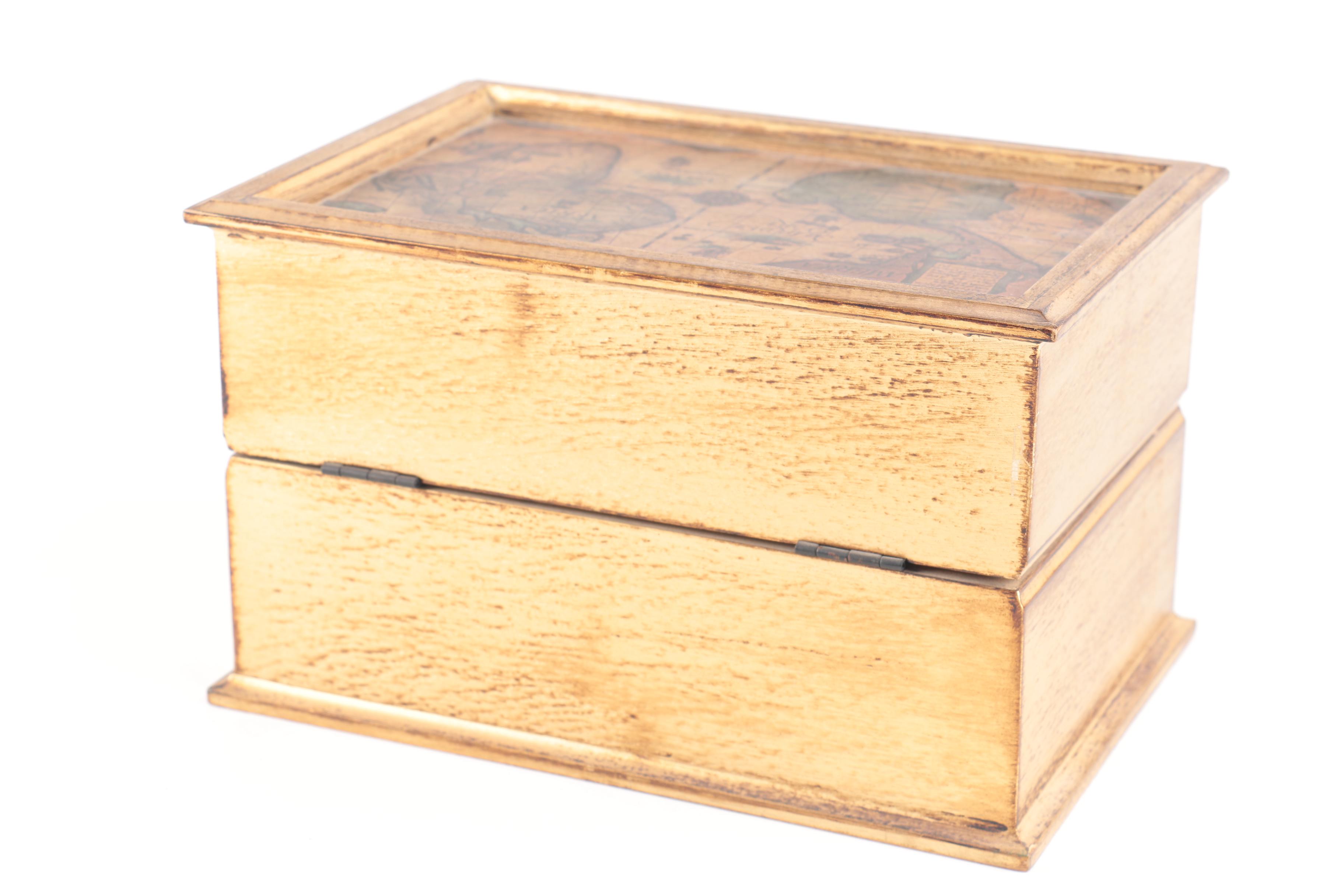 Amber Glass Decanter Set in Wooden Atlas Storage Box