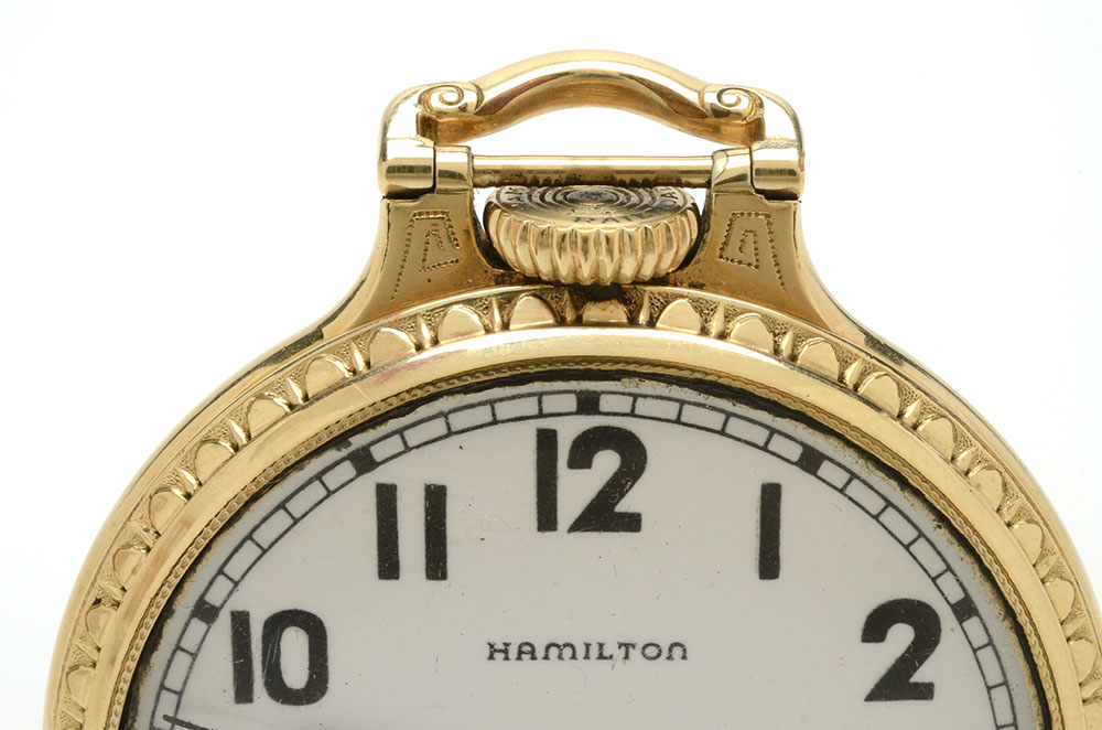Vintage Hamilton 10K Gold Filled Open Face Pocket Watch