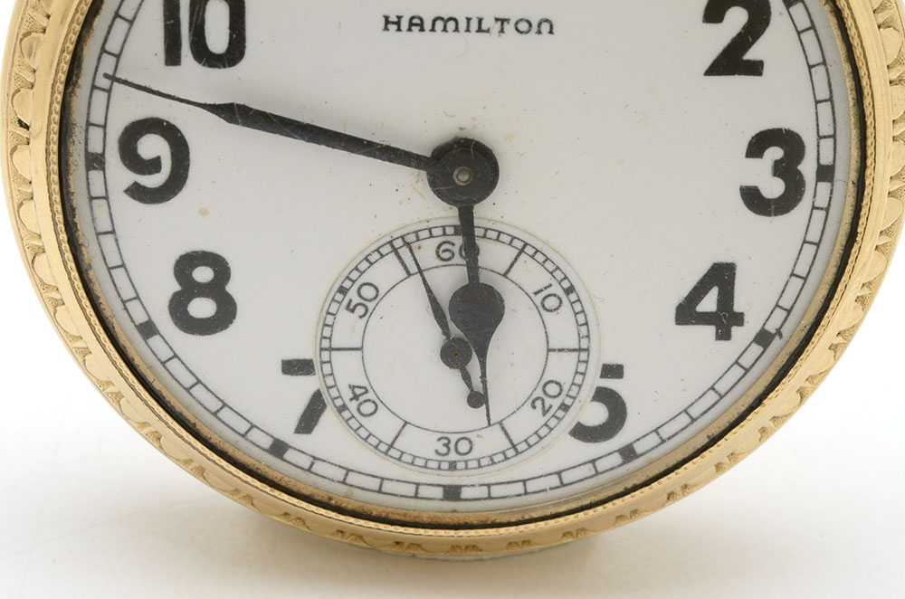Vintage Hamilton 10K Gold Filled Open Face Pocket Watch