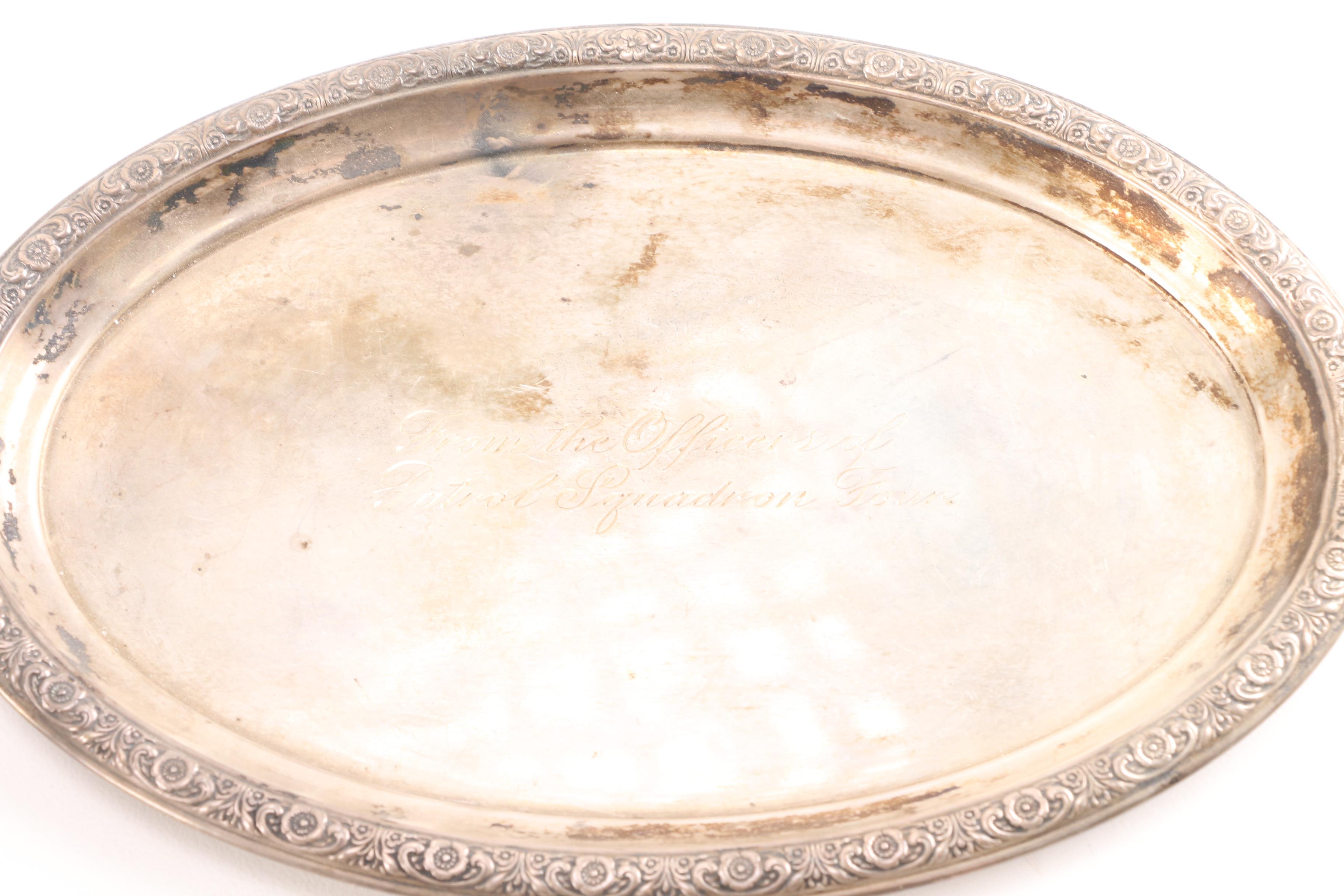 International Silver Co. "Prelude" Sterling Silver Tray and Gorham Silver Plate Candleholder