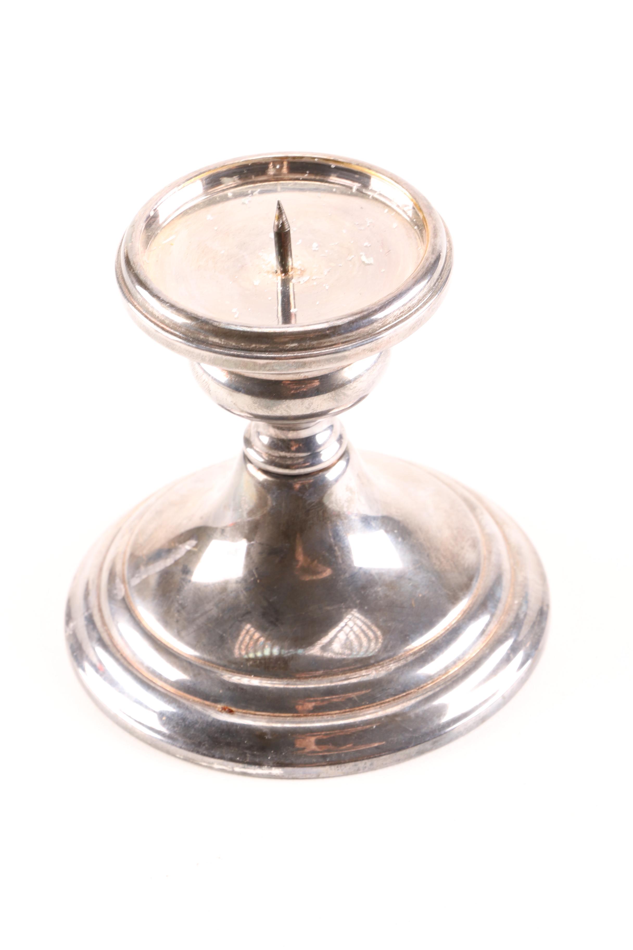 International Silver Co. "Prelude" Sterling Silver Tray and Gorham Silver Plate Candleholder