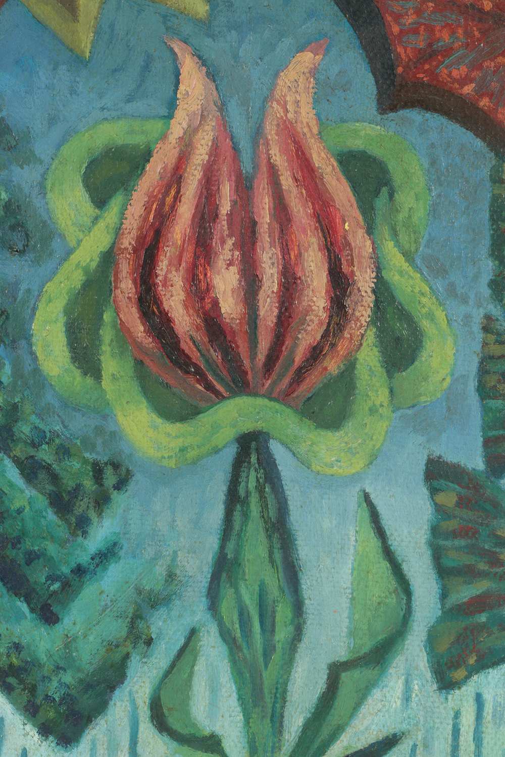 Oil Painting on Board of Abstract Flowers