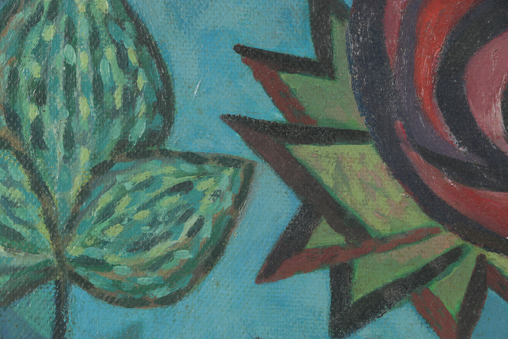 Oil Painting on Board of Abstract Flowers